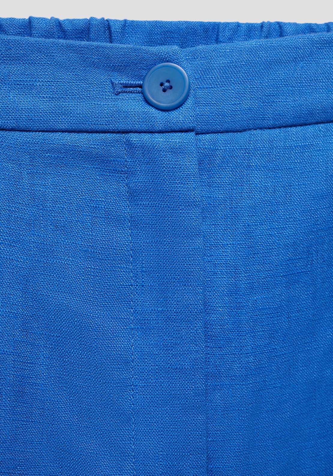 Mango 100% linen straight trousers - Blue 5 Shaws Department Stores
