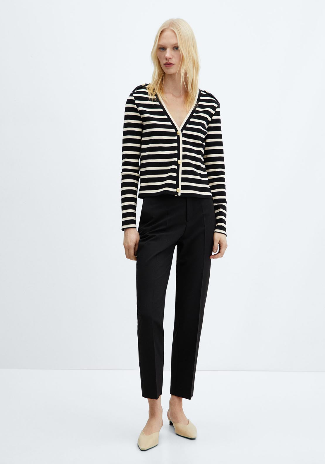 Mango Striped cardigan with buttons 6 Shaws Department Stores