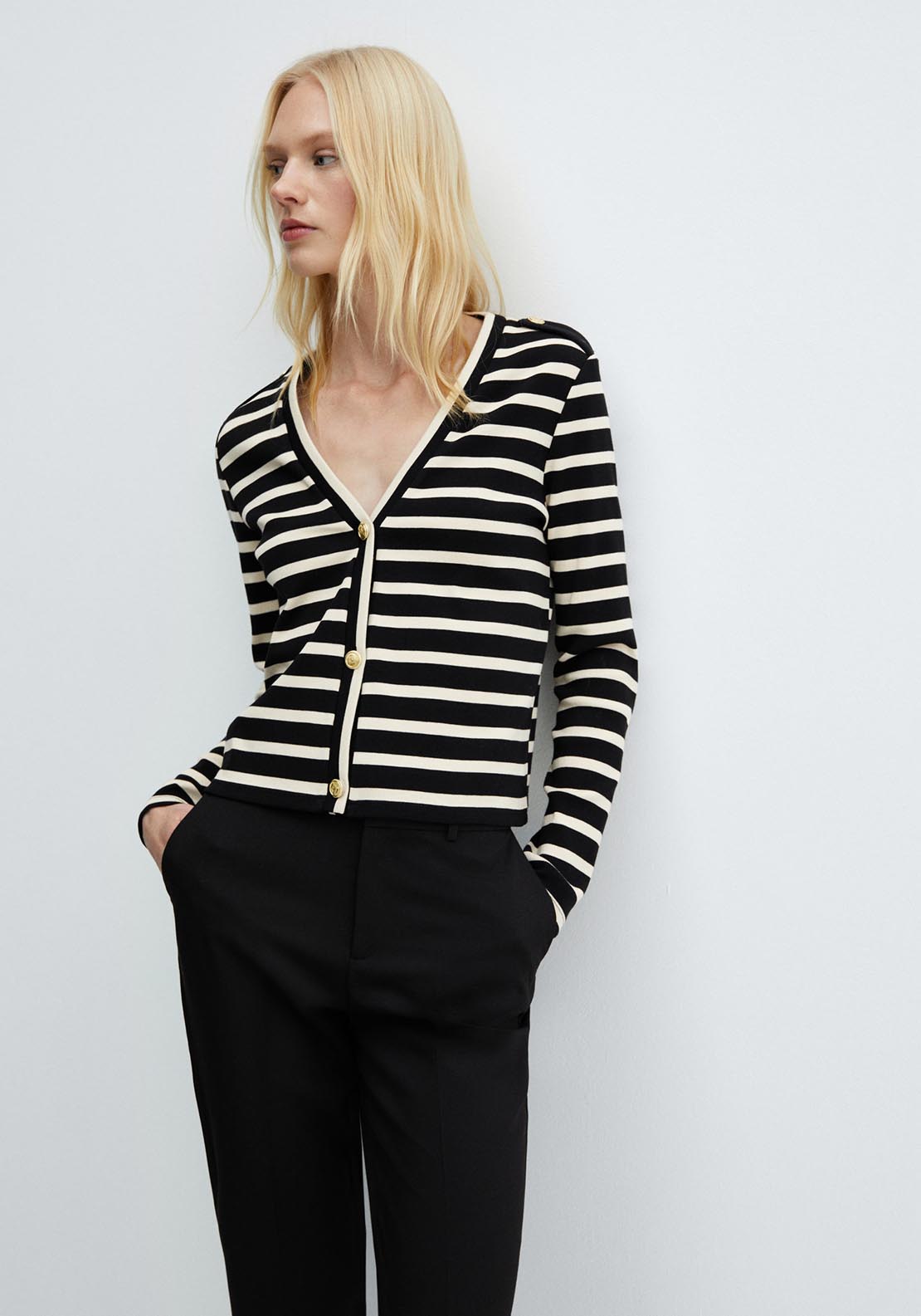 Mango Striped cardigan with buttons 3 Shaws Department Stores