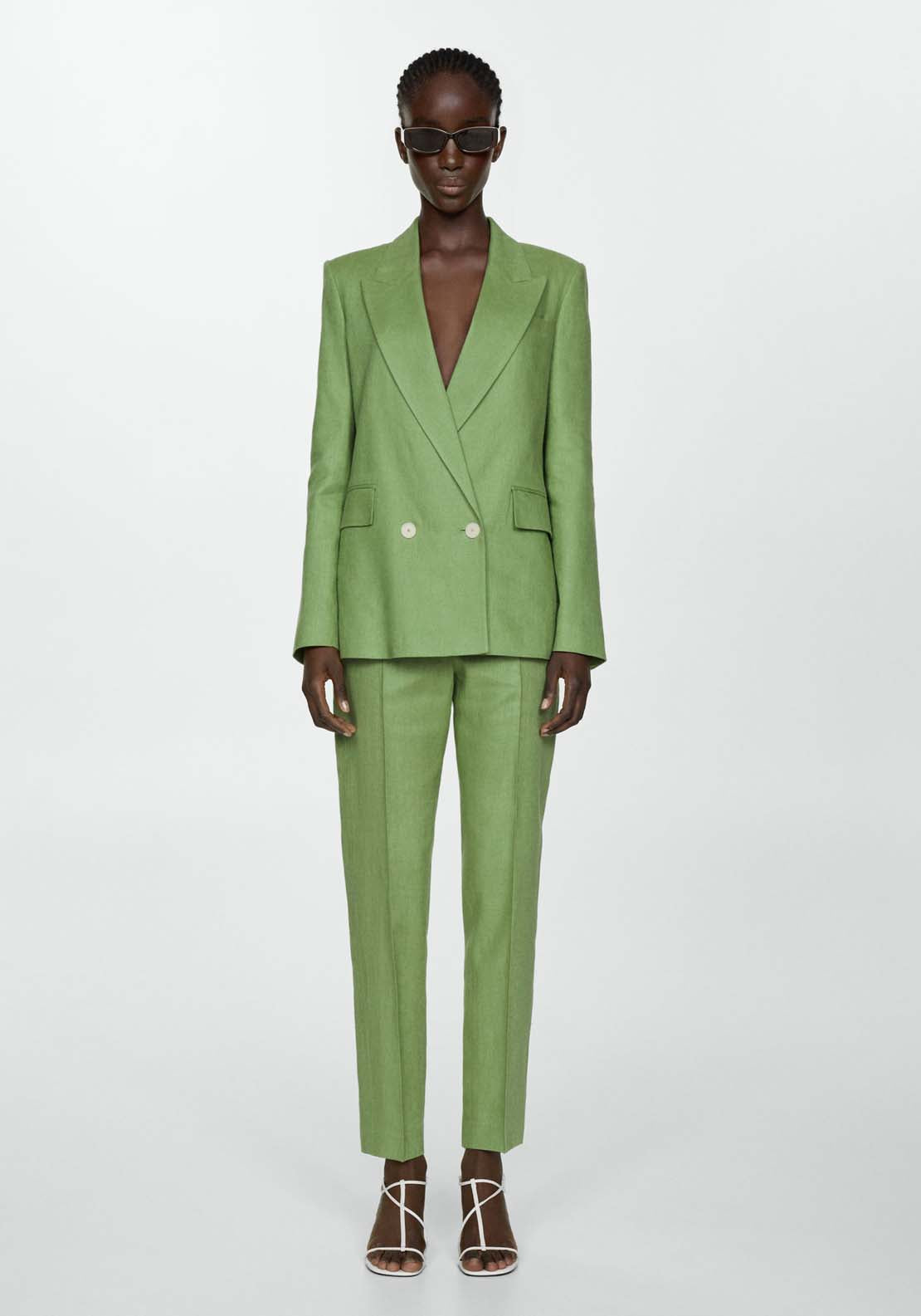 Mango Blazer suit 100% linen - Green 6 Shaws Department Stores