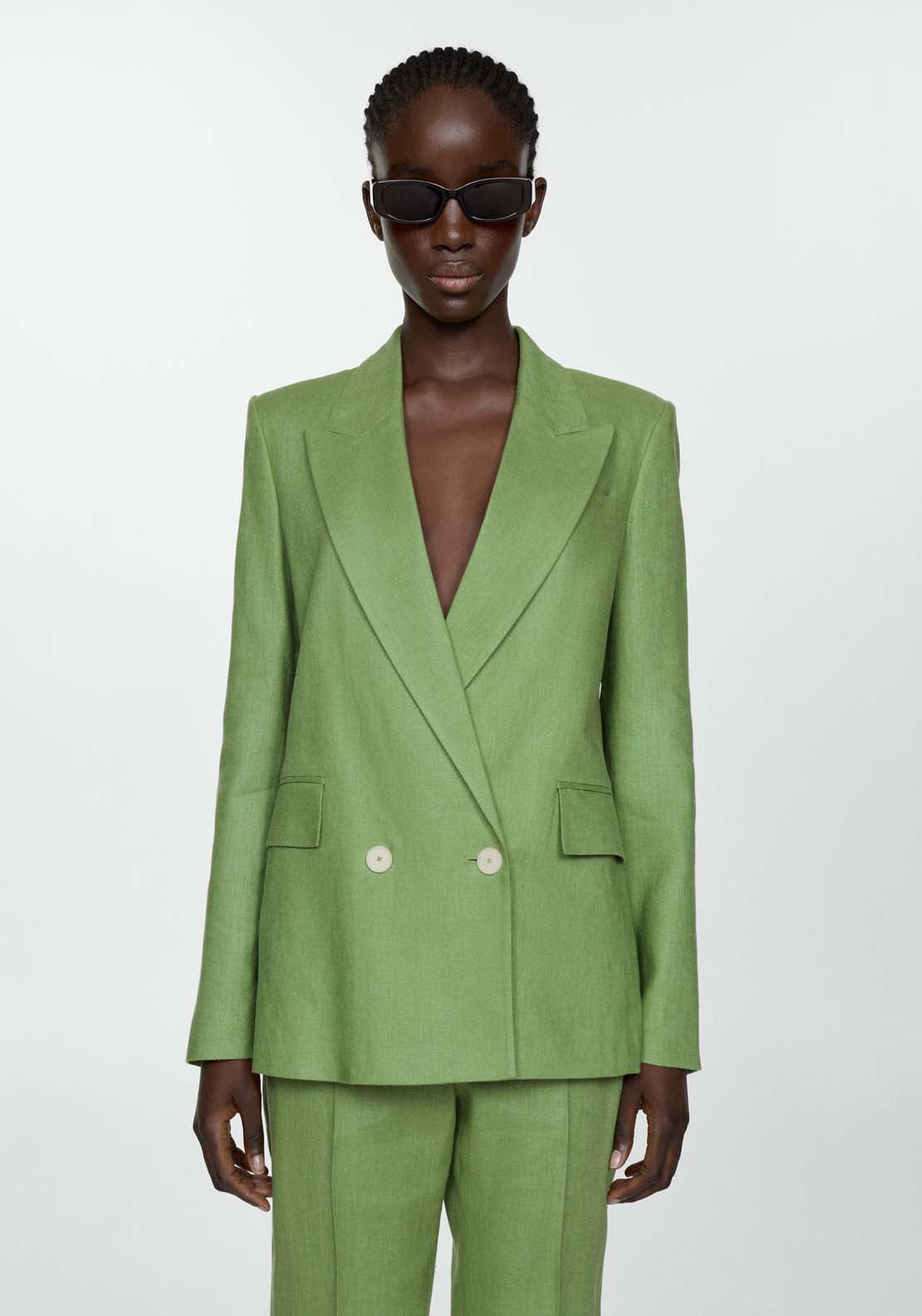 Mango Blazer suit 100% linen - Green 1 Shaws Department Stores