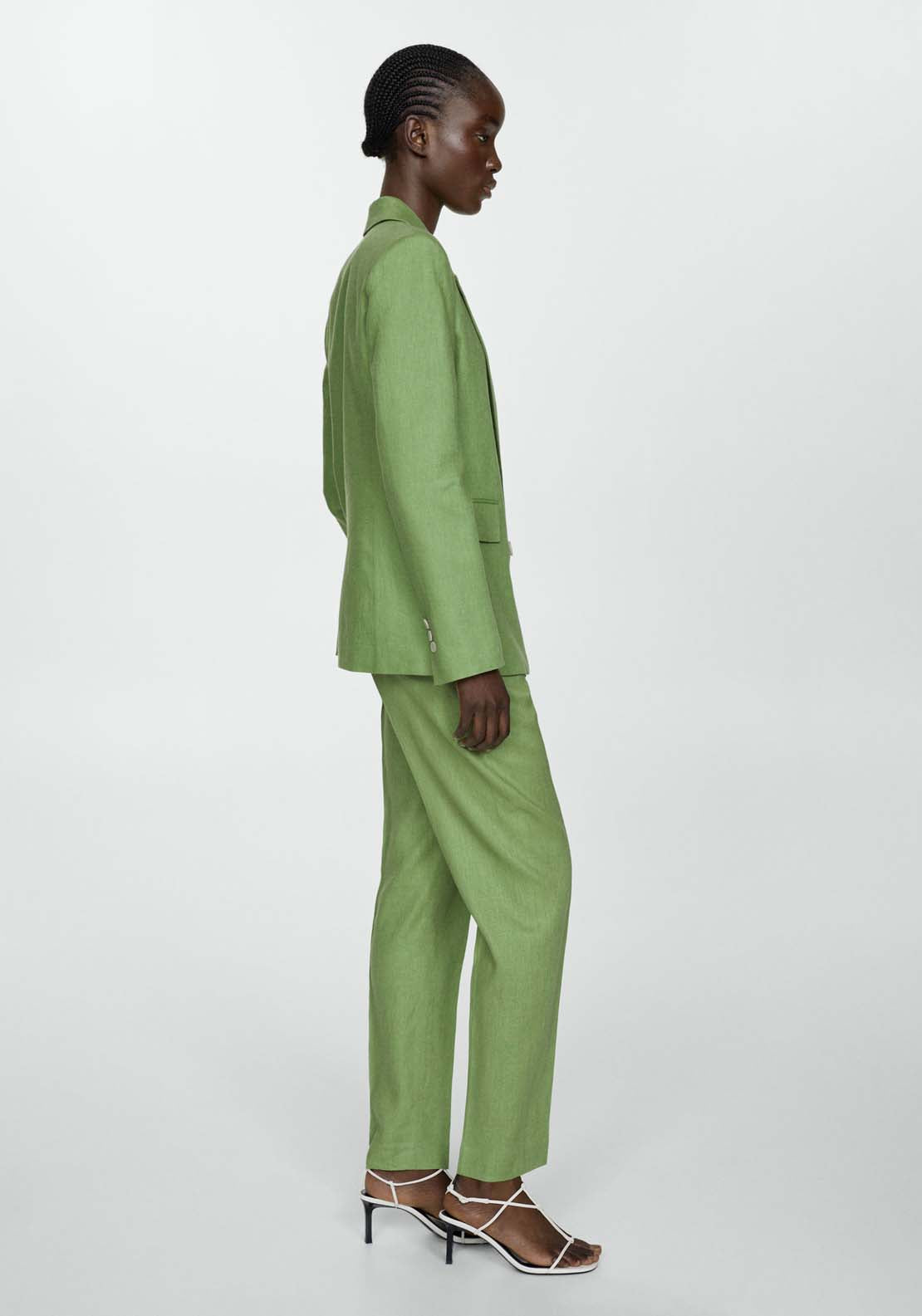Mango Blazer suit 100% linen - Green 5 Shaws Department Stores