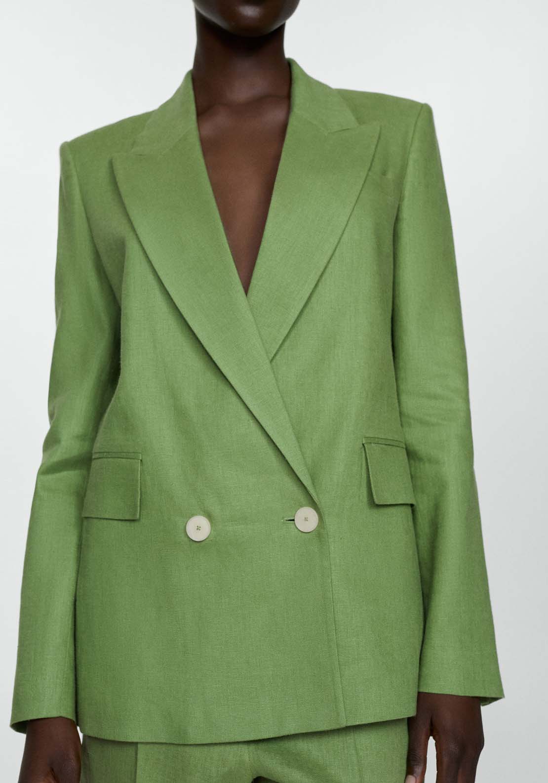 Mango Blazer suit 100% linen - Green 2 Shaws Department Stores