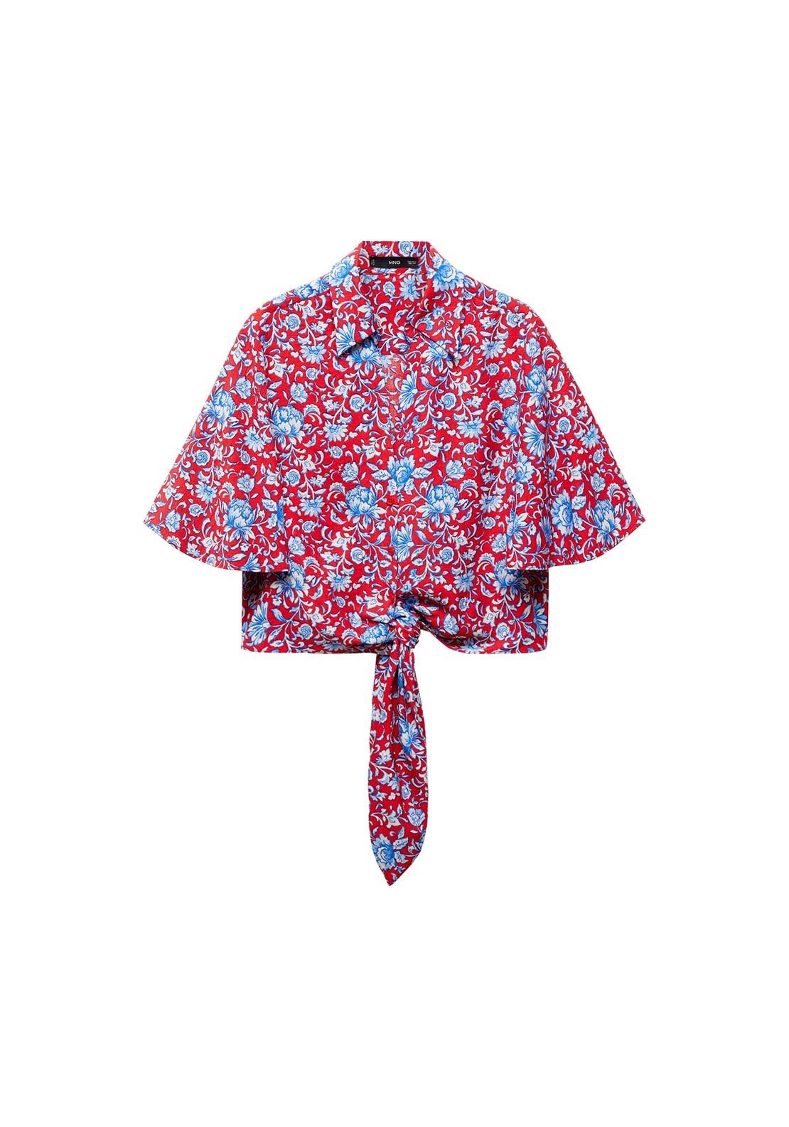Mango Floral-print shirt with knot detail 8 Shaws Department Stores