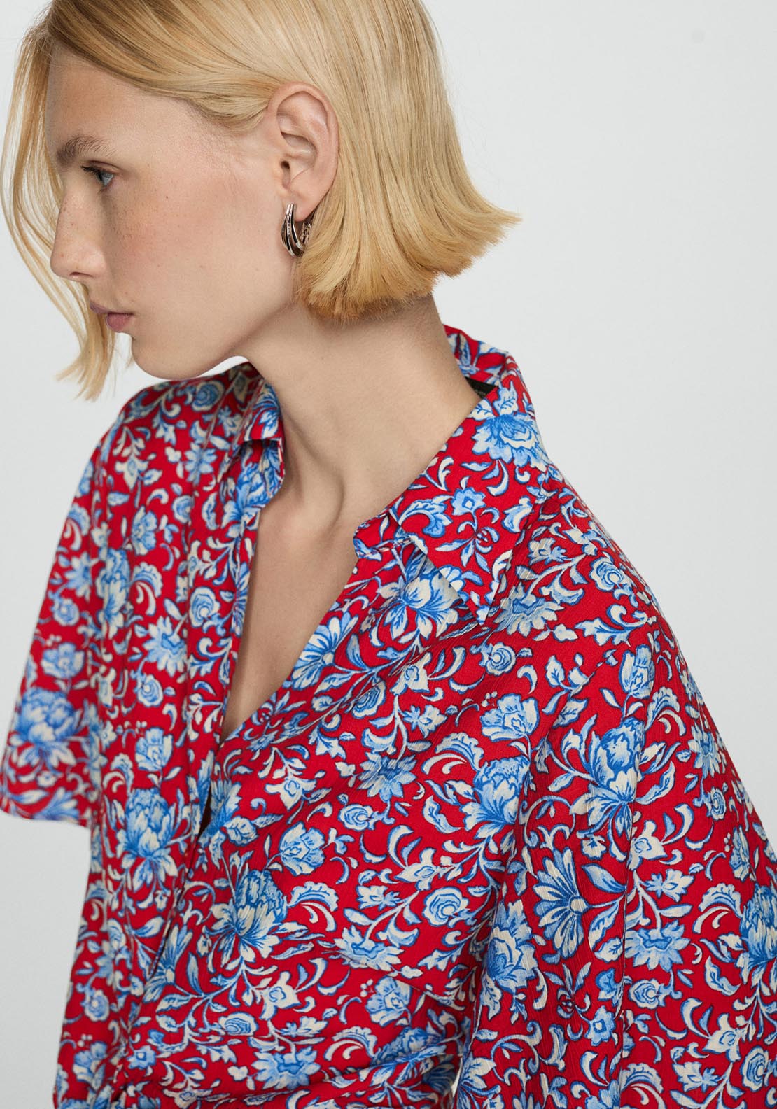 Mango Floral-print shirt with knot detail 5 Shaws Department Stores