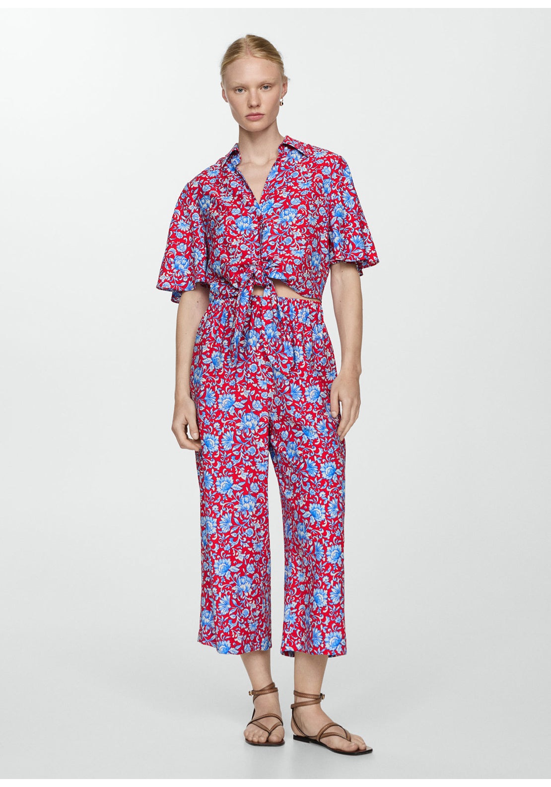 Mango Floral print culotte trousers 2 Shaws Department Stores