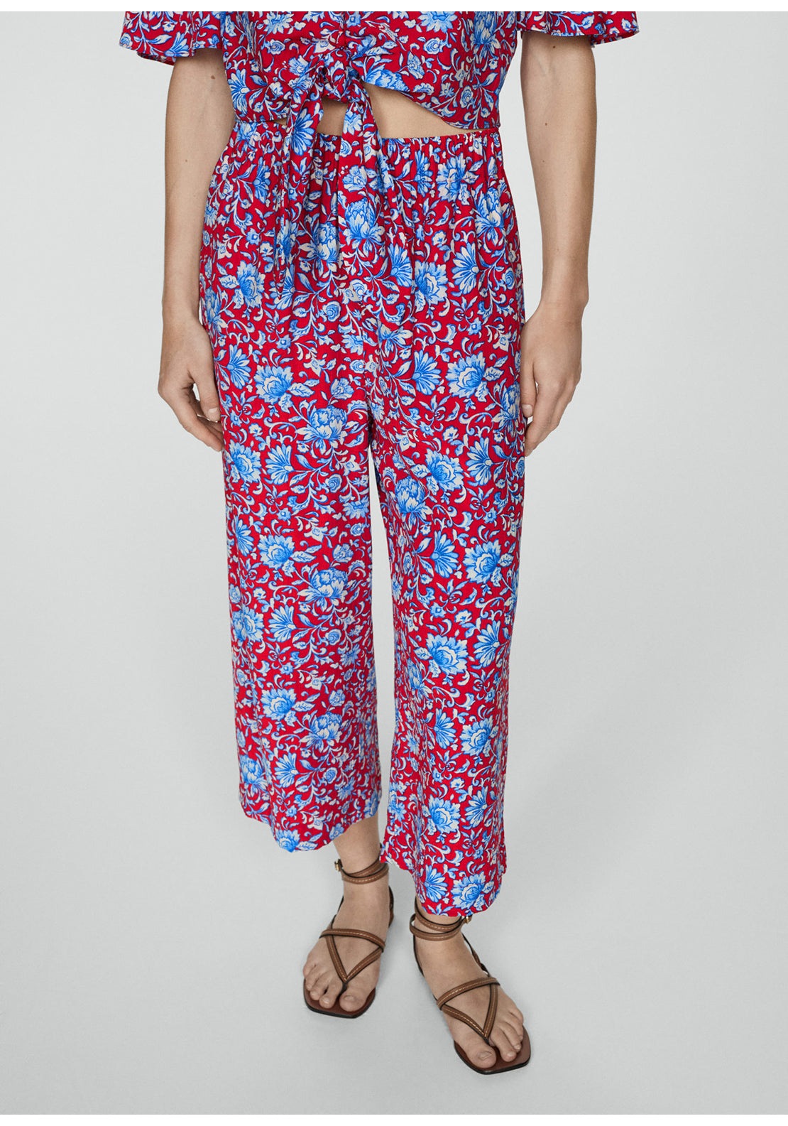 Mango Floral print culotte trousers 1 Shaws Department Stores
