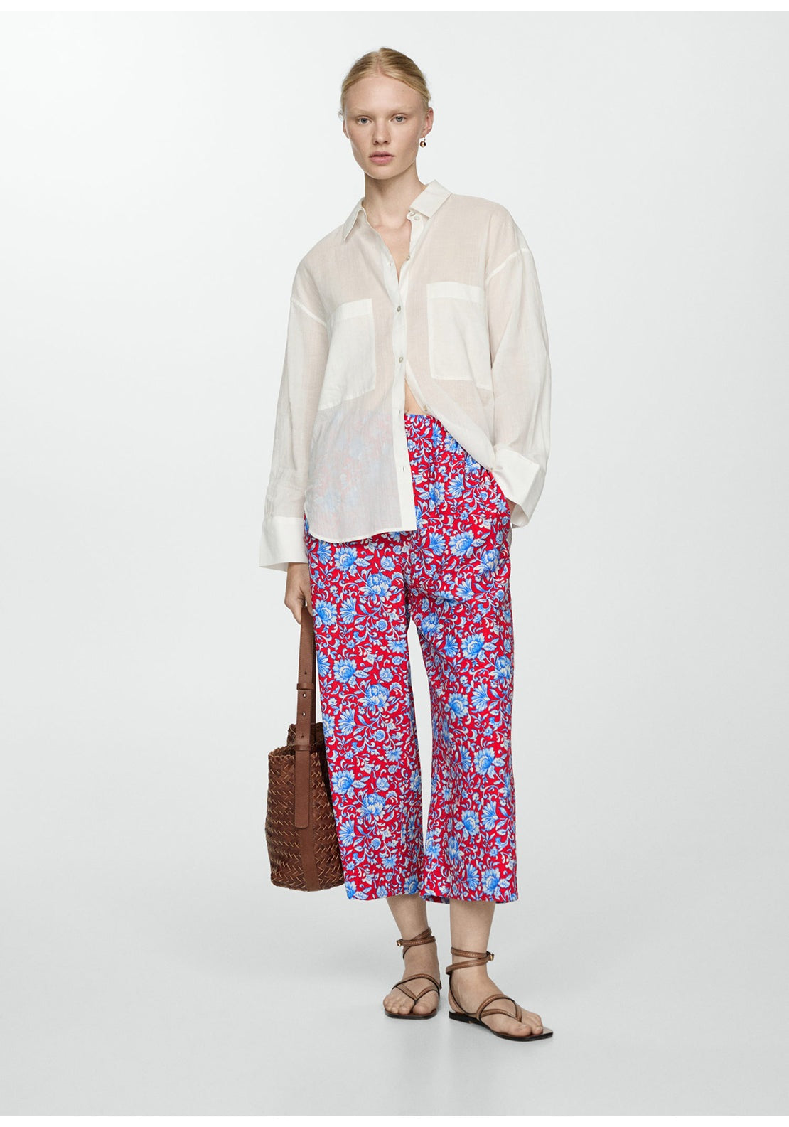 Mango Floral print culotte trousers 5 Shaws Department Stores