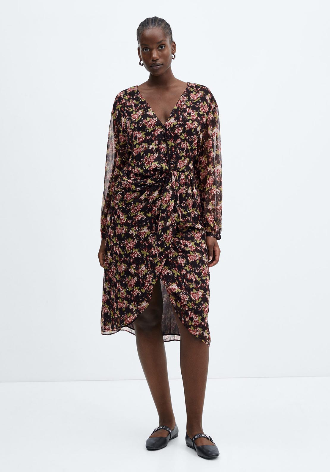 Mango black floral dress hotsell