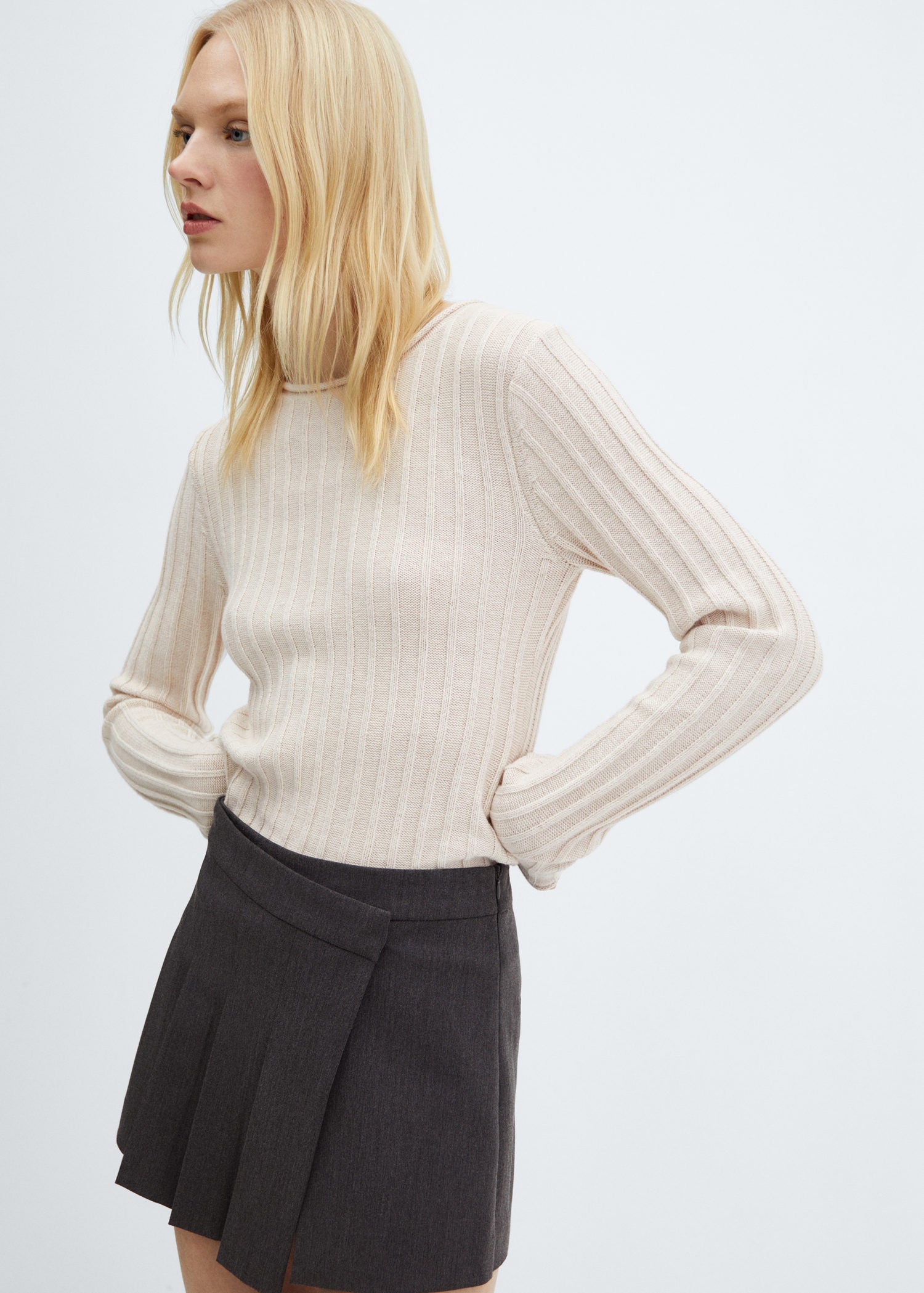 Mango Ribbed knit sweater 1 Shaws Department Stores