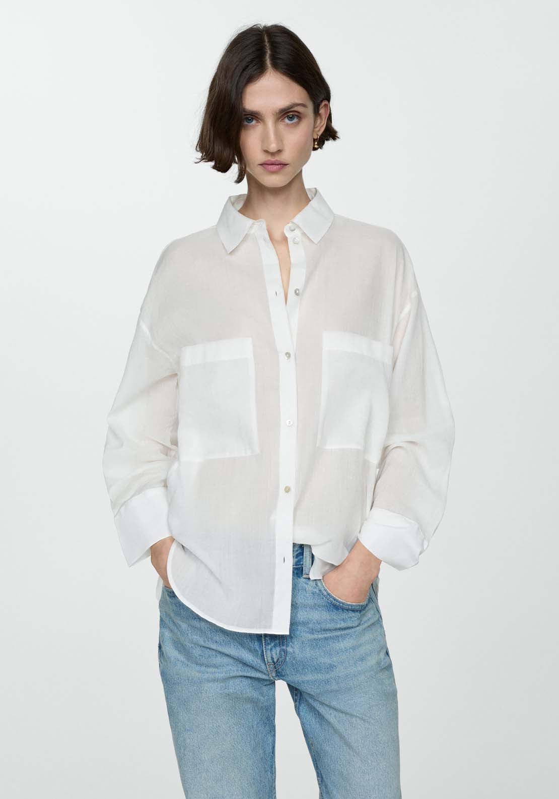Mango Ramie shirt with pockets 1 Shaws Department Stores