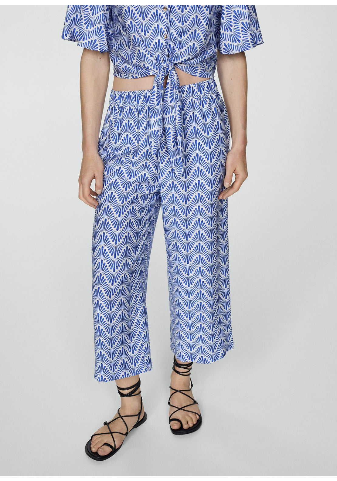 Mango Printed straight trousers 1 Shaws Department Stores