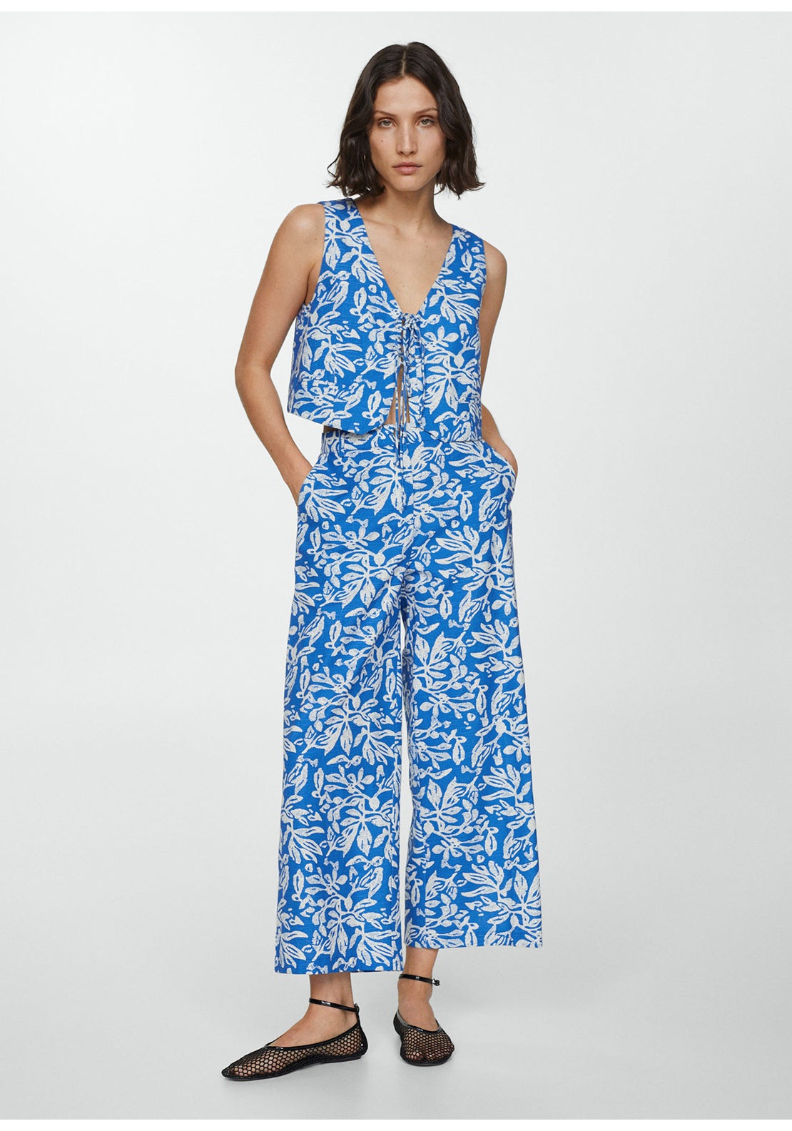Mango Wide leg printed trousers 2 Shaws Department Stores