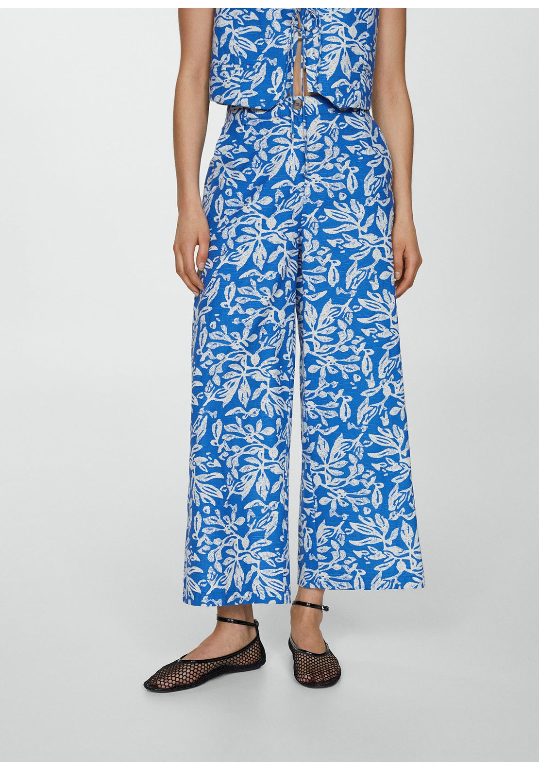 Mango Wide leg printed trousers 1 Shaws Department Stores