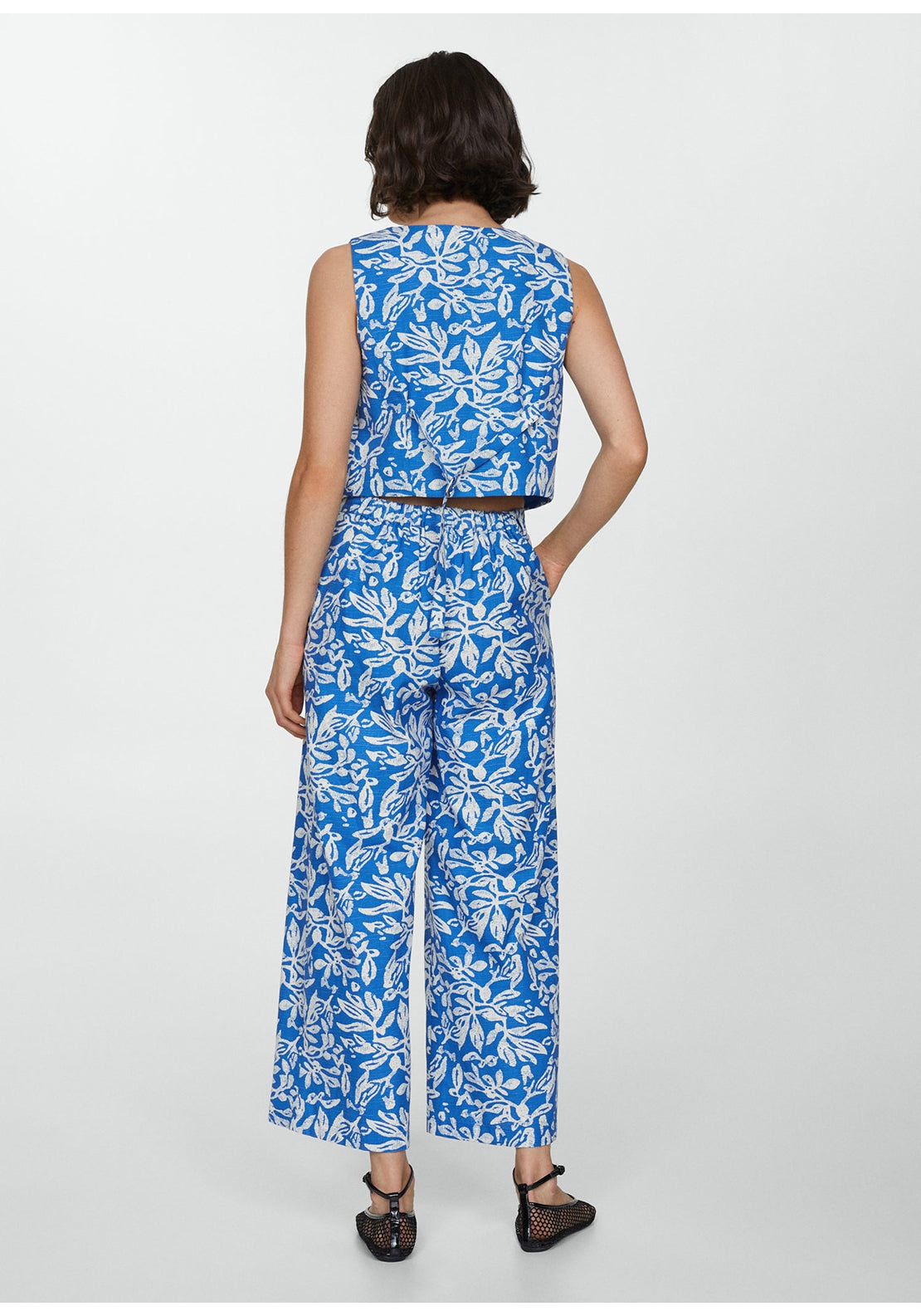 Mango Wide leg printed trousers 3 Shaws Department Stores