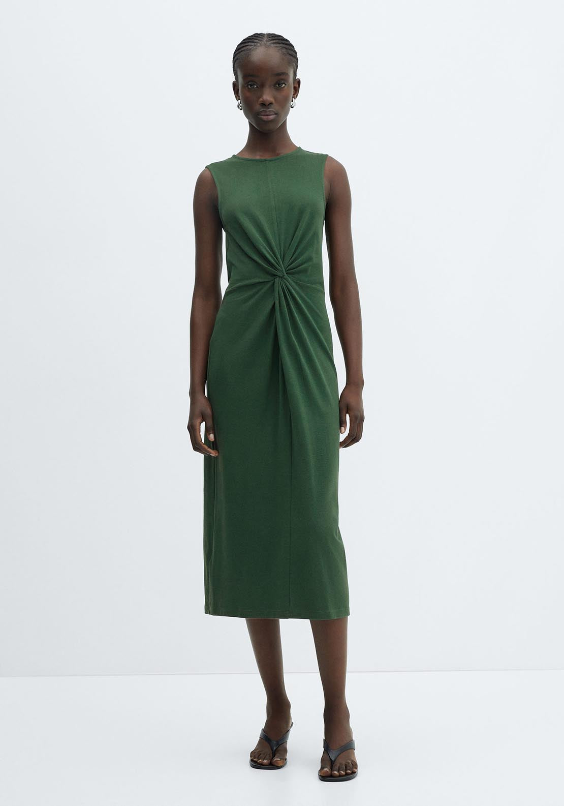 Mango Knotted cotton dress 1 Shaws Department Stores