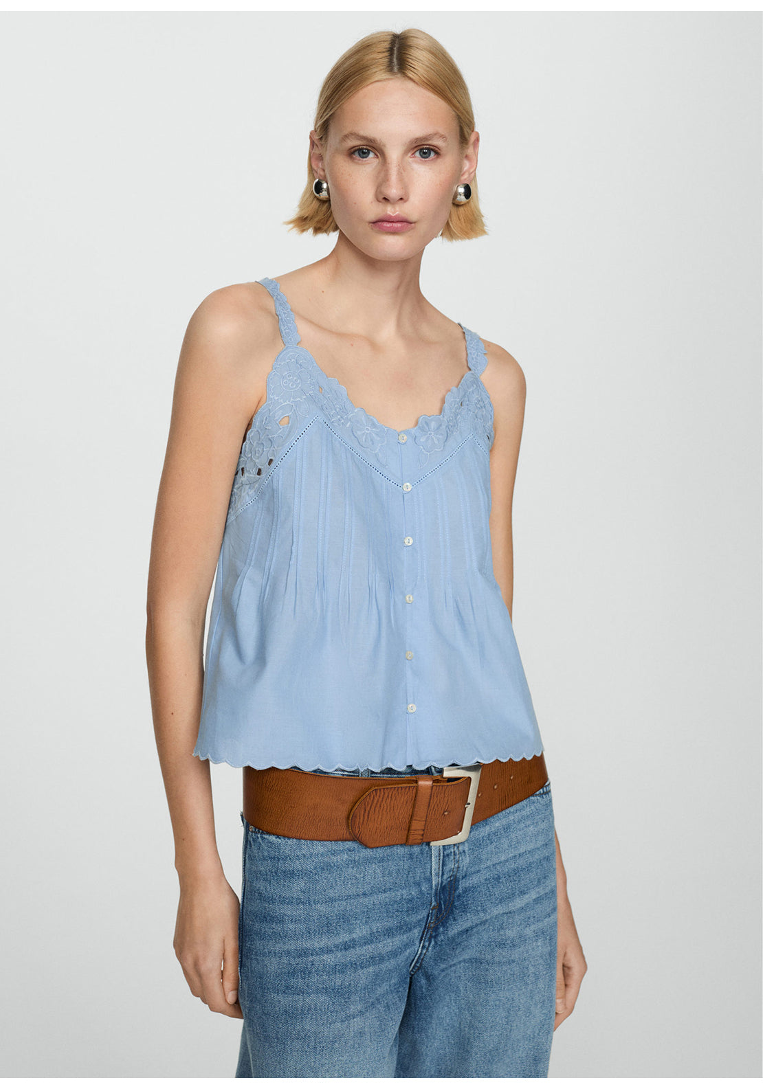 Mango Embroidered strap top 1 Shaws Department Stores