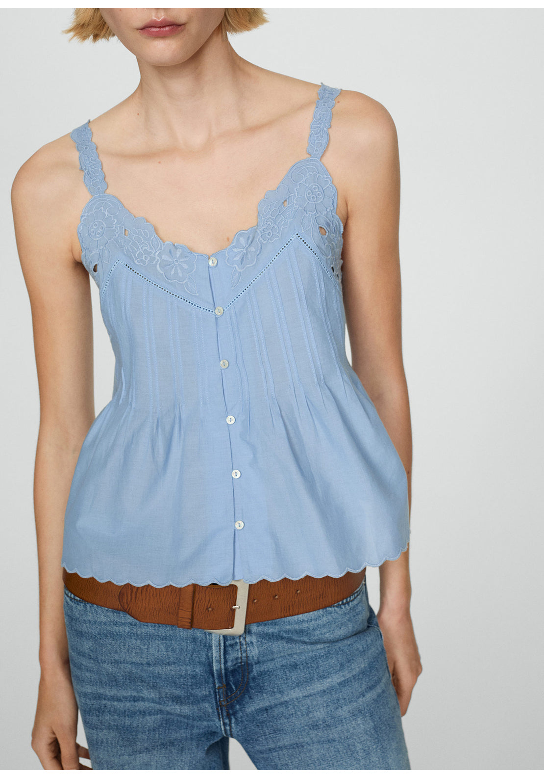 Mango Embroidered strap top 2 Shaws Department Stores