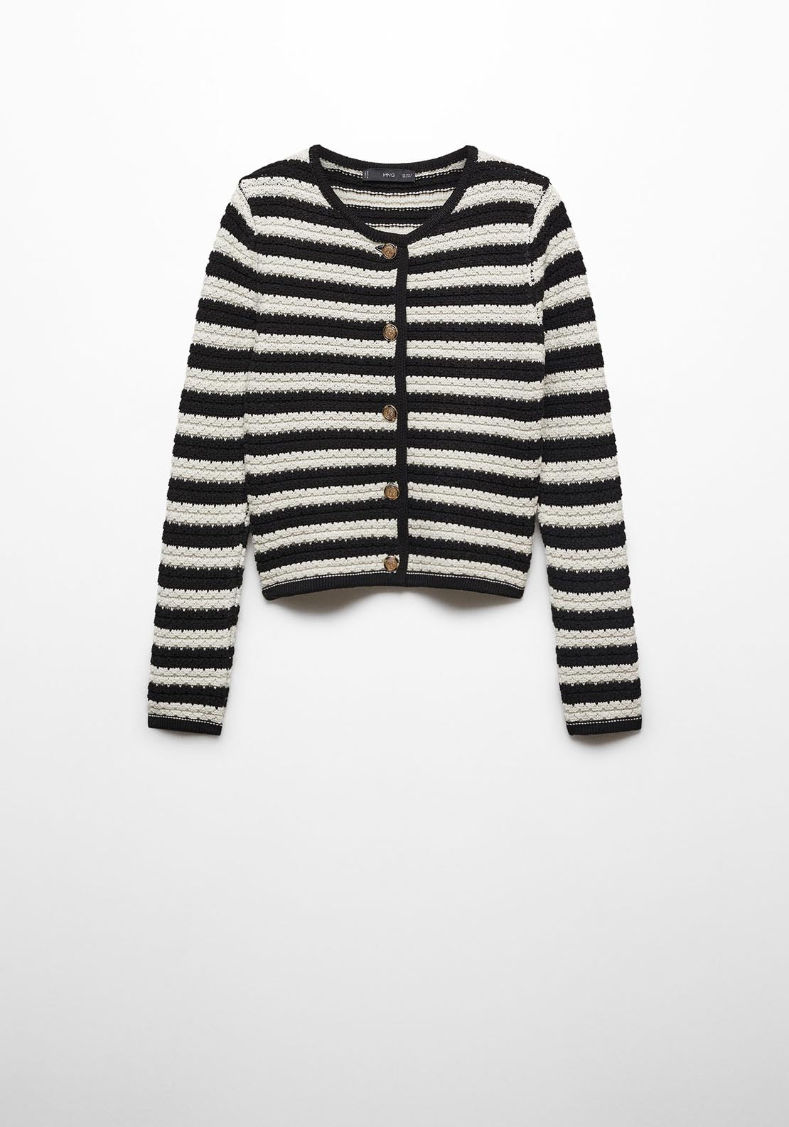 Mango Striped cardigan with jewel buttons 7 Shaws Department Stores