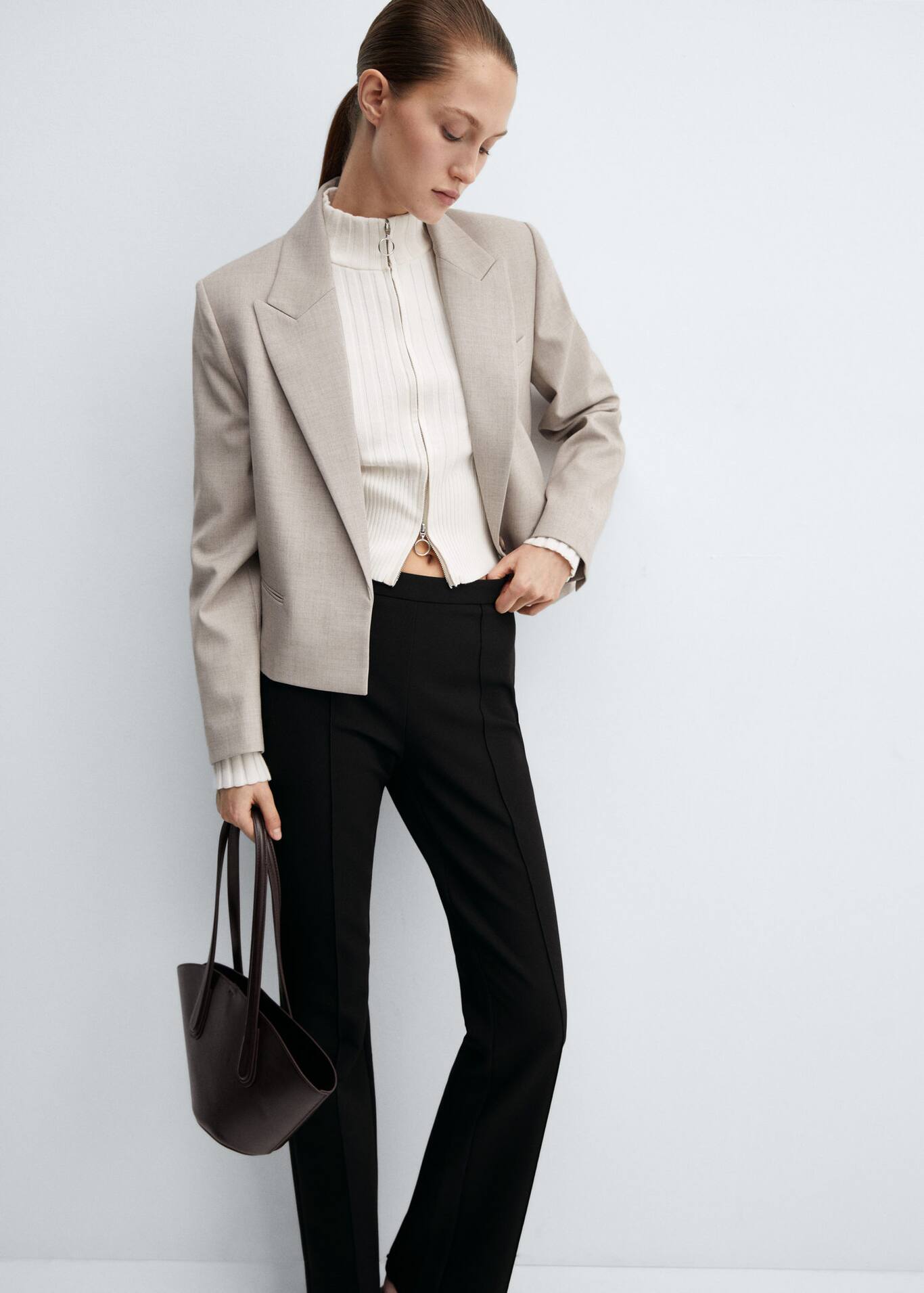 Mango Cropped blazer with button 3 Shaws Department Stores