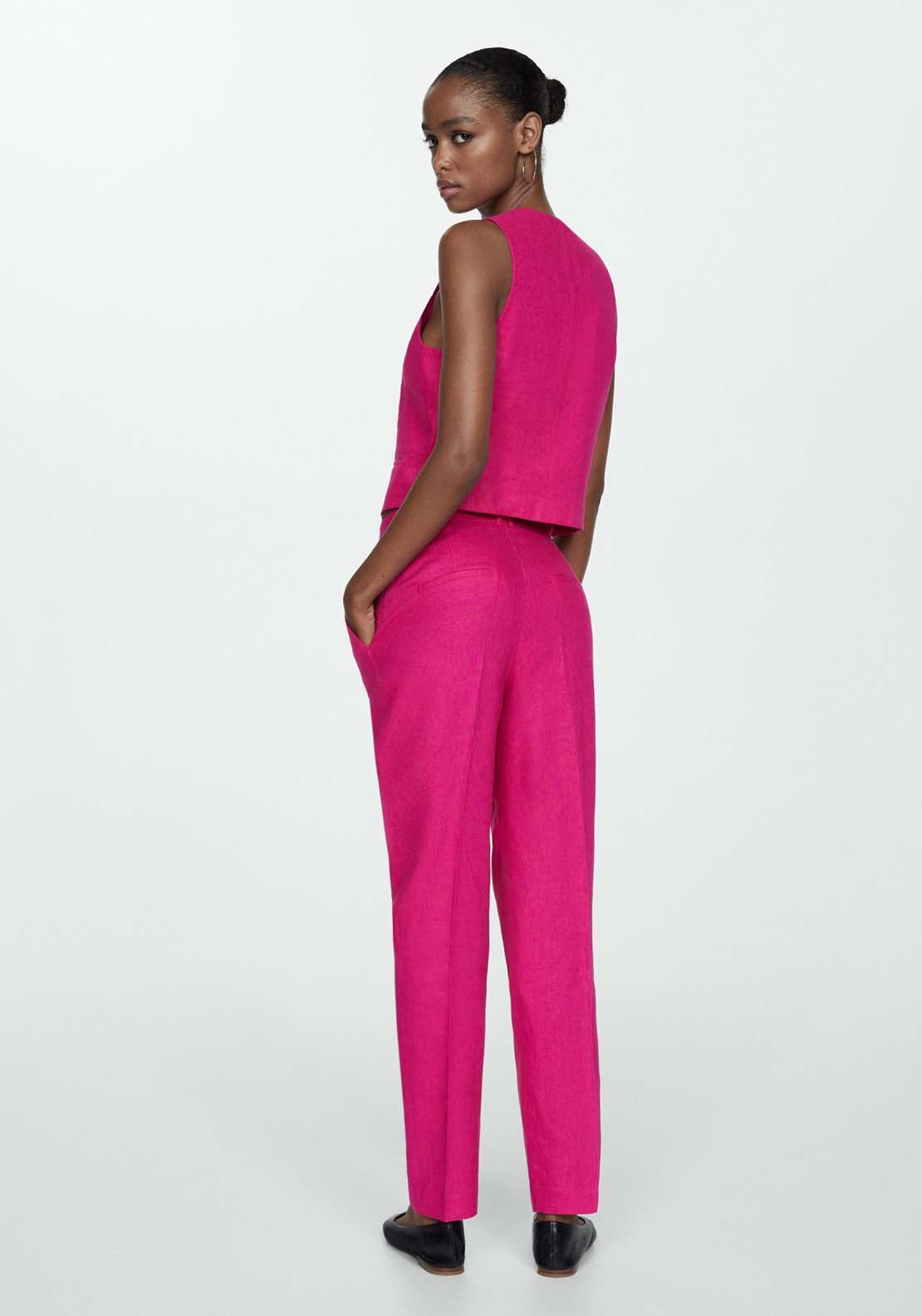 Mango Linen suit waistcoat - Pink 2 Shaws Department Stores