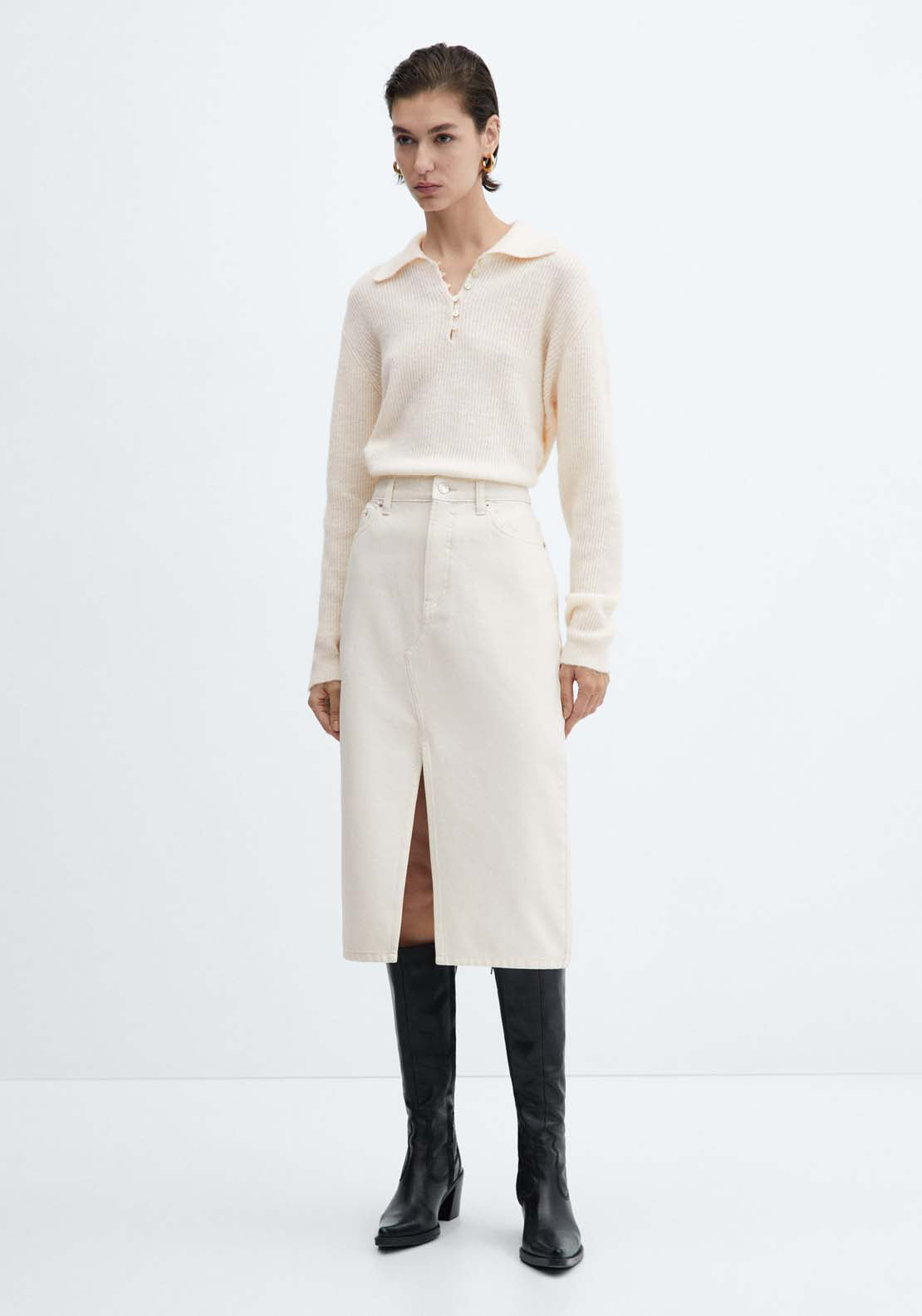 Mango Denim midi-skirt 2 Shaws Department Stores