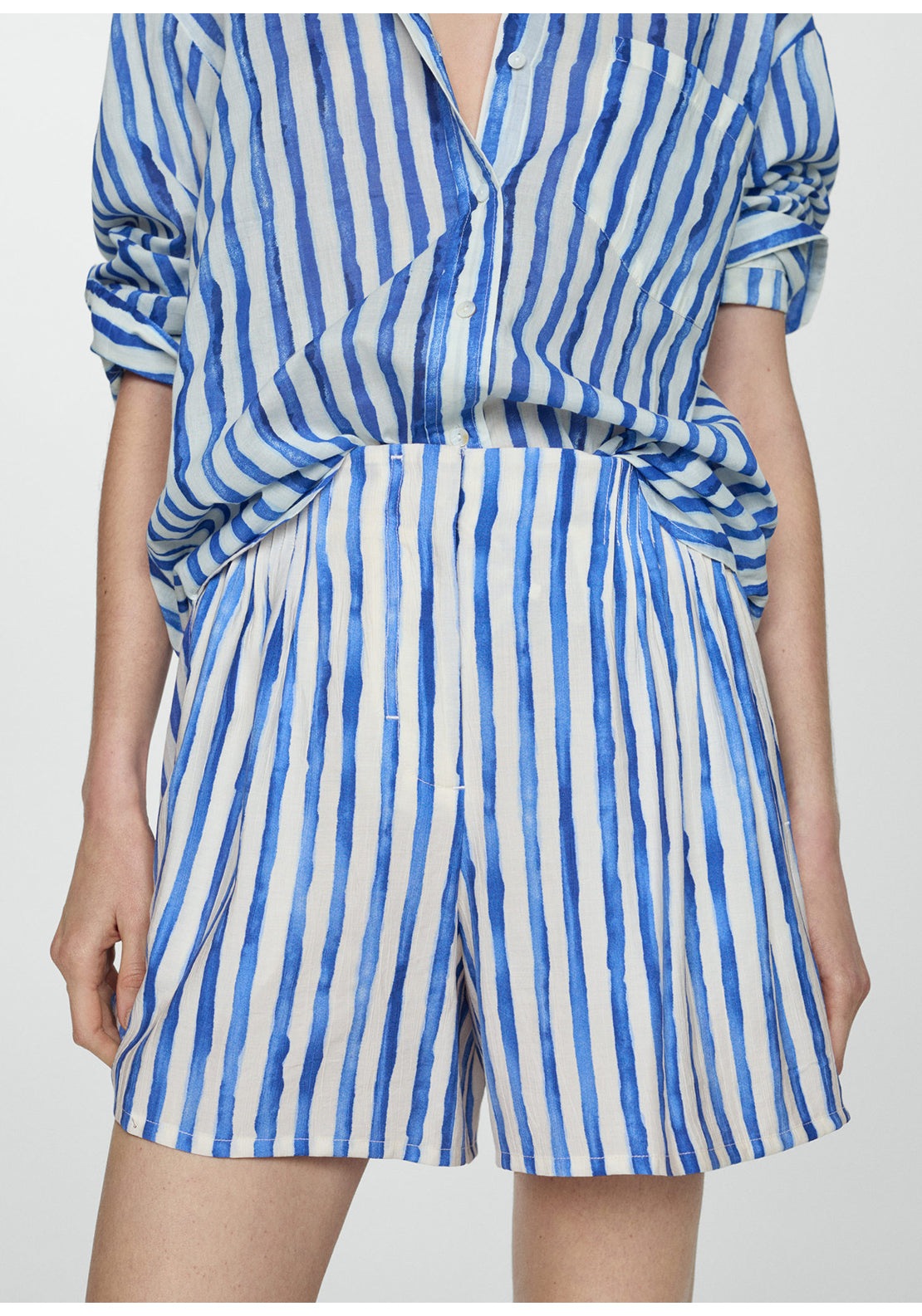 Mango Striped high-waisted shorts 2 Shaws Department Stores