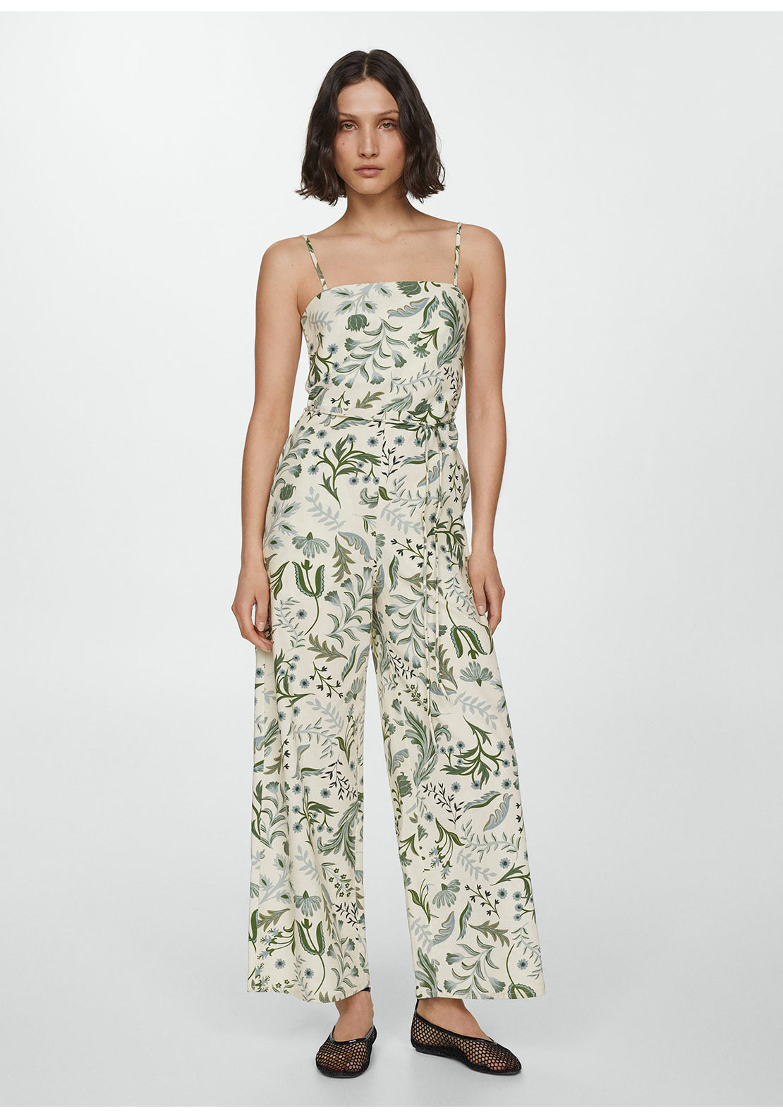 Mango Printed jumpsuit with bow 1 Shaws Department Stores