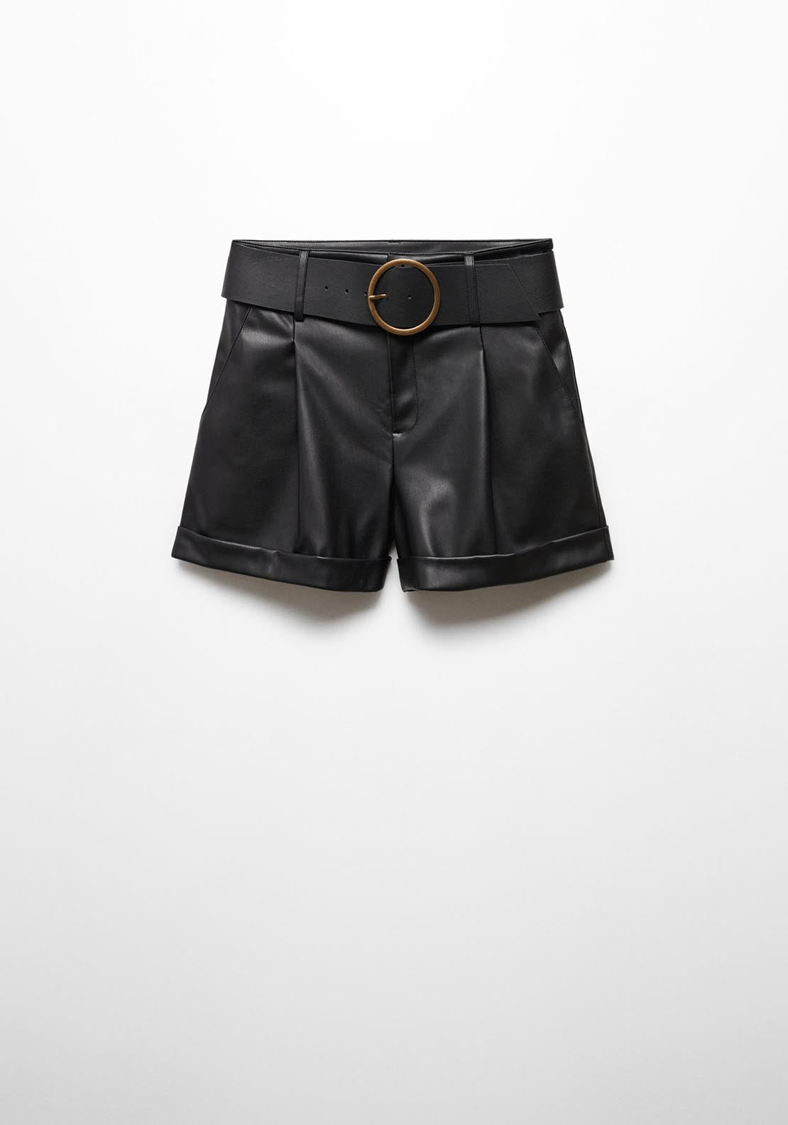 Mango Leather effect belt shorts 5 Shaws Department Stores
