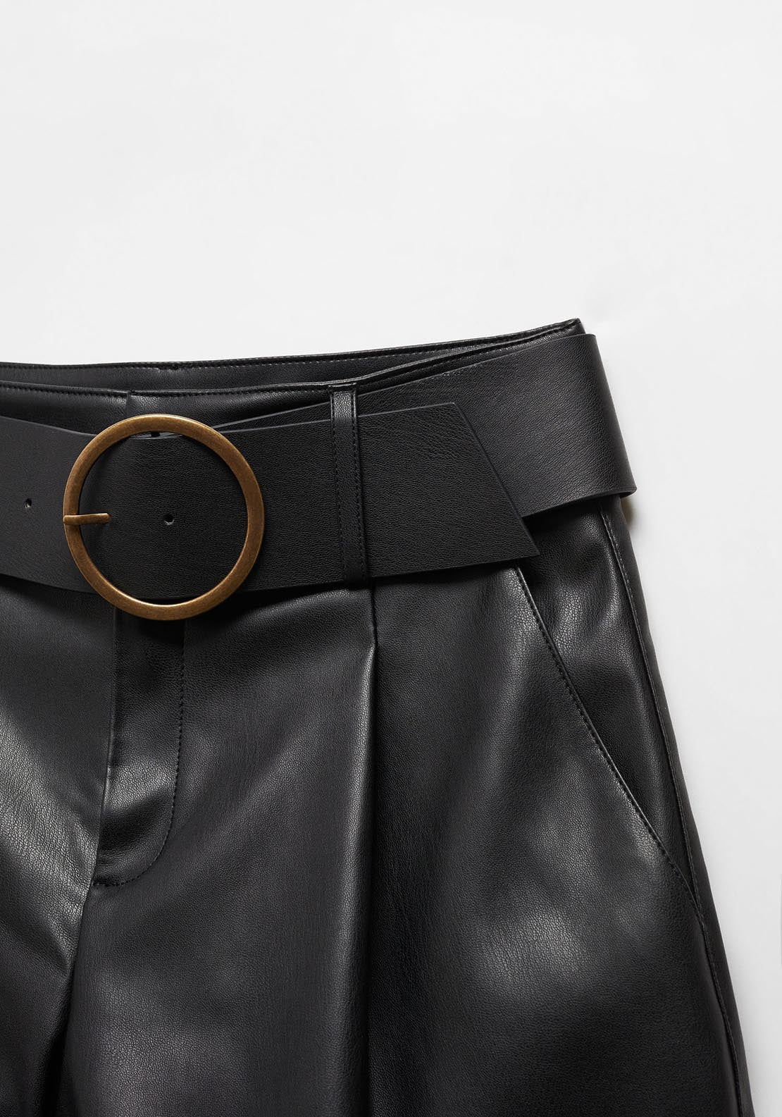 Mango Leather effect belt shorts 4 Shaws Department Stores