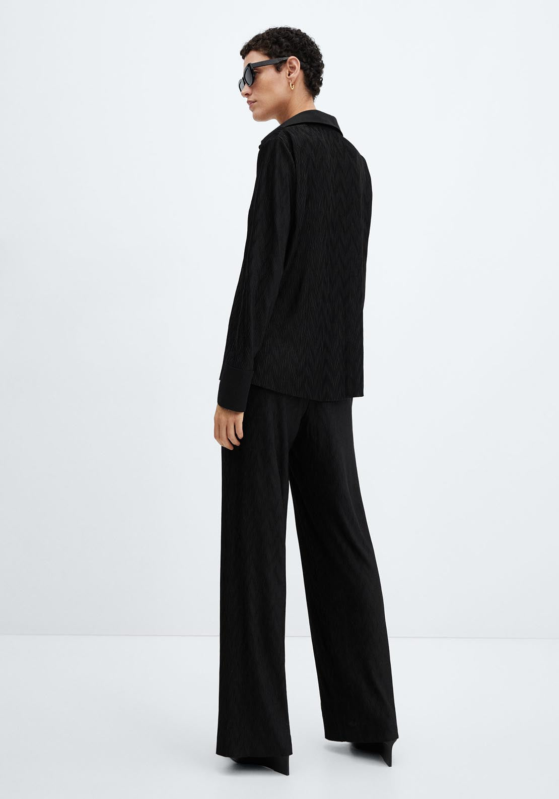 Mango Textured wide leg trousers 3 Shaws Department Stores