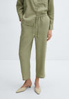 100% linen trousers-Green