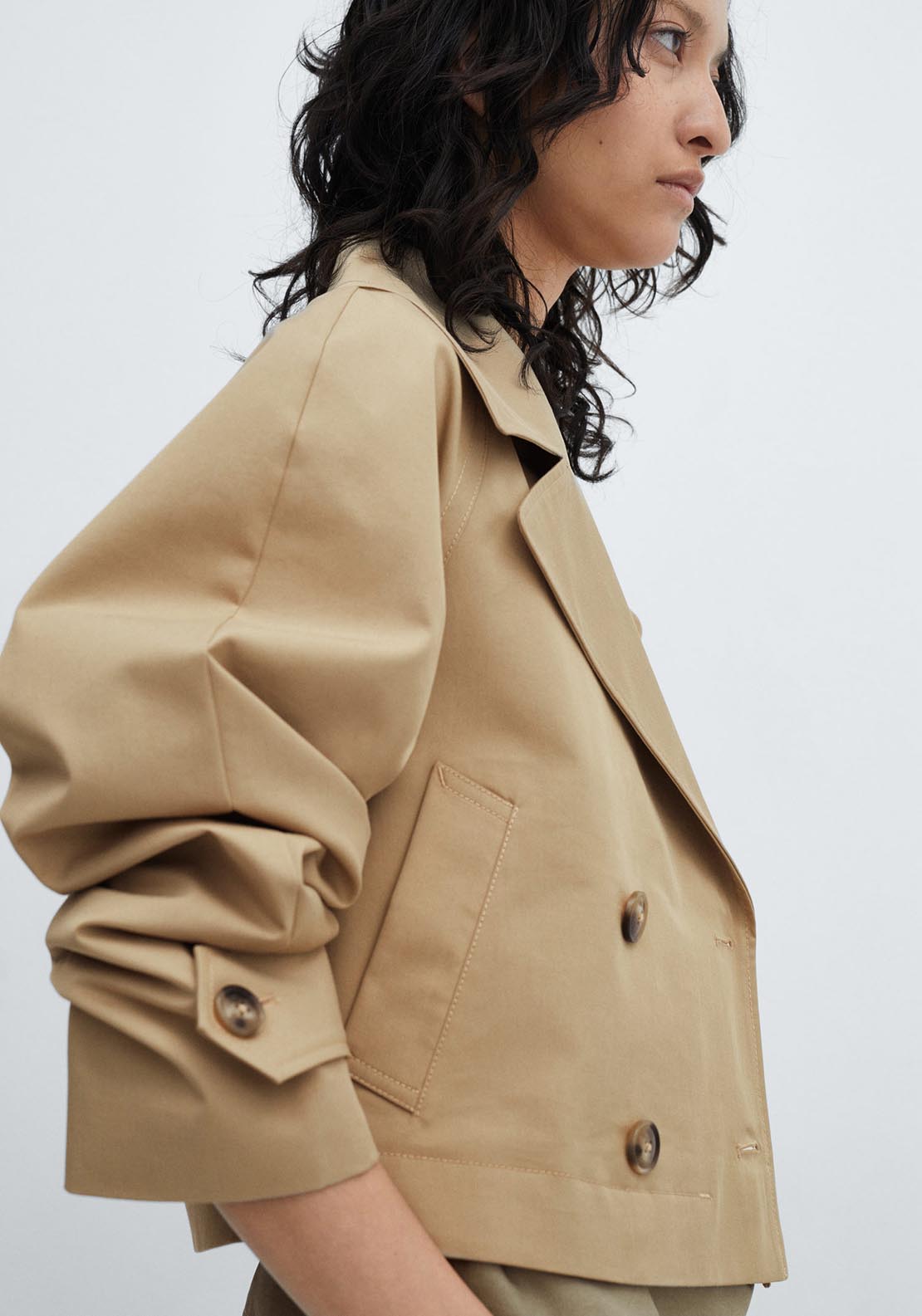 Mango Cropped trench coat with lapels 3 Shaws Department Stores