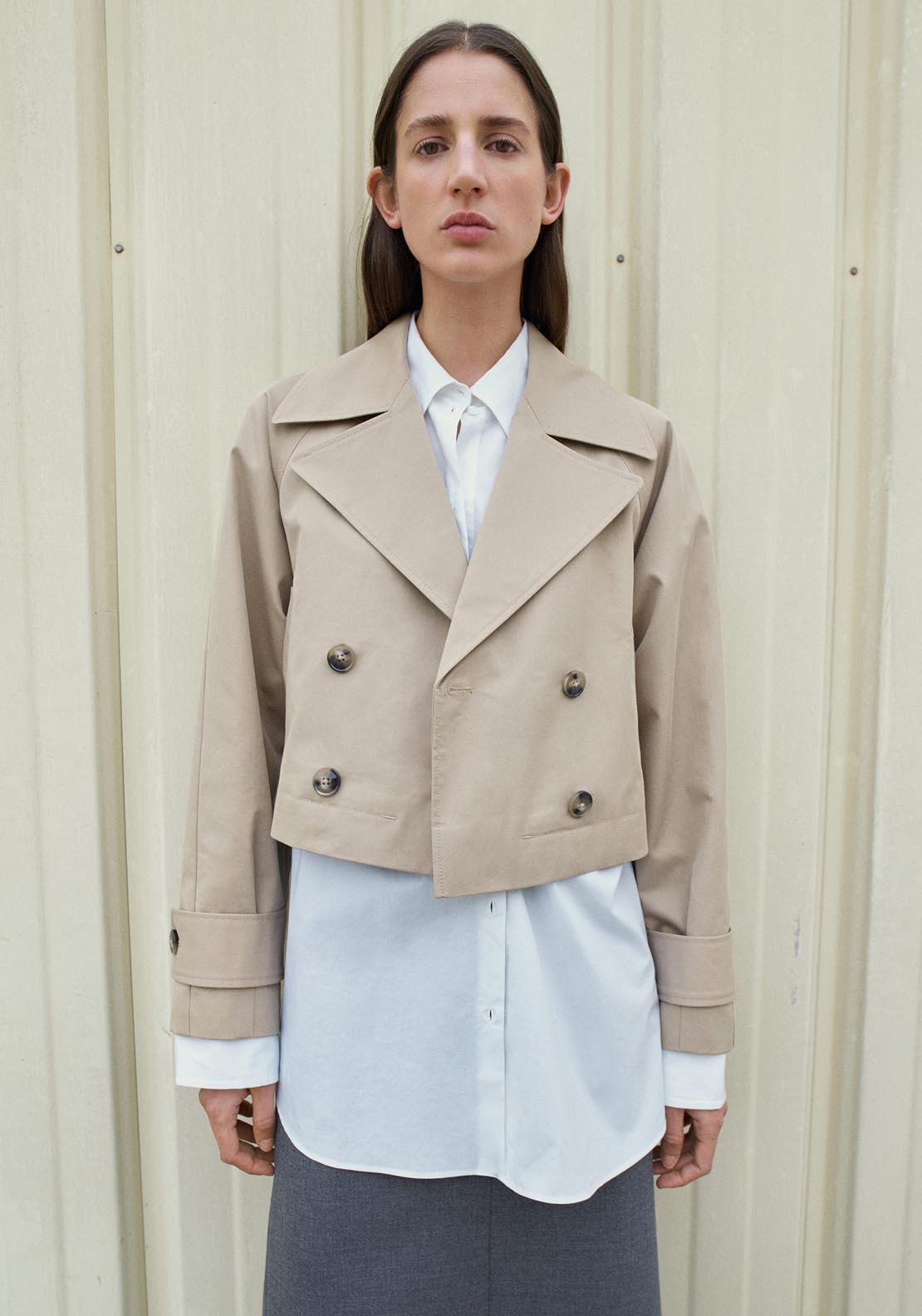 Mango Cropped trench coat with lapels 6 Shaws Department Stores