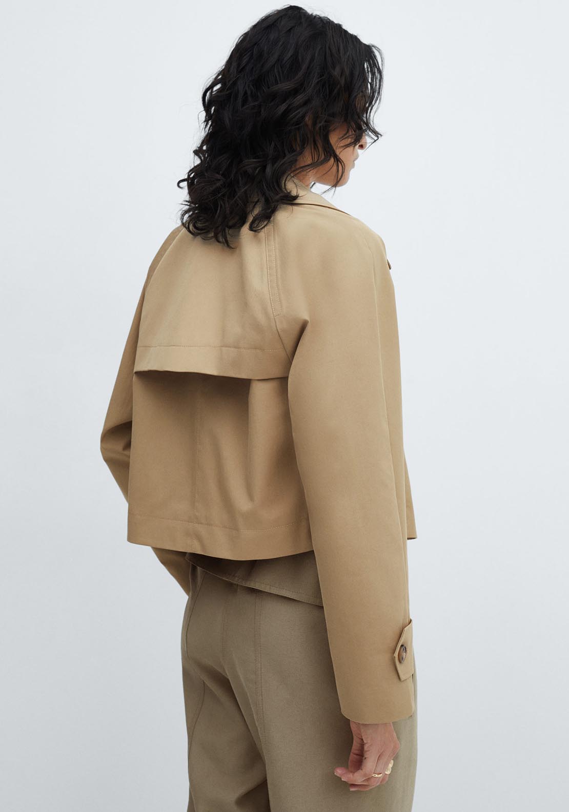 Mango Cropped trench coat with lapels 4 Shaws Department Stores