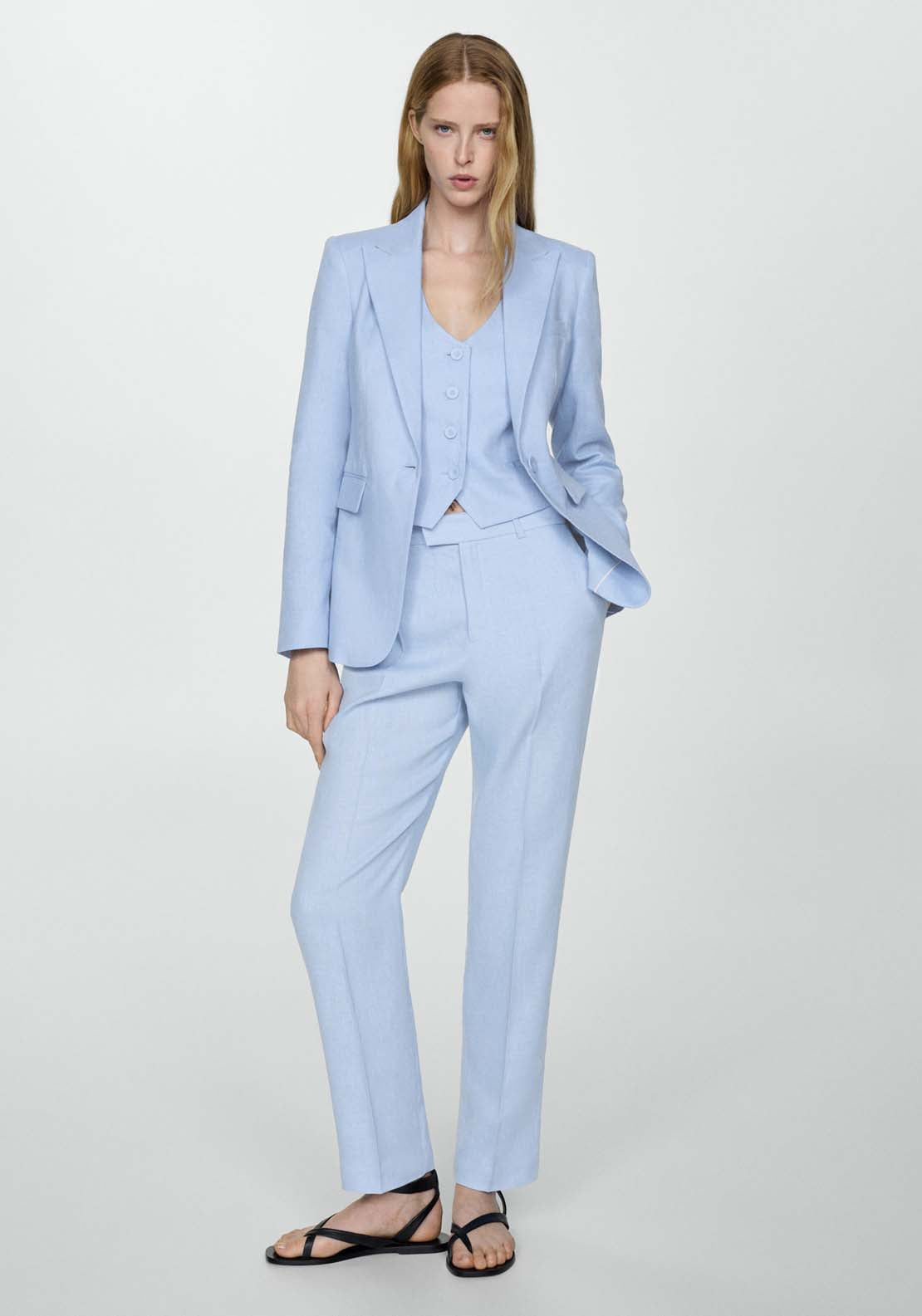 Mango Blazer suit 100% linen - Blue 1 Shaws Department Stores