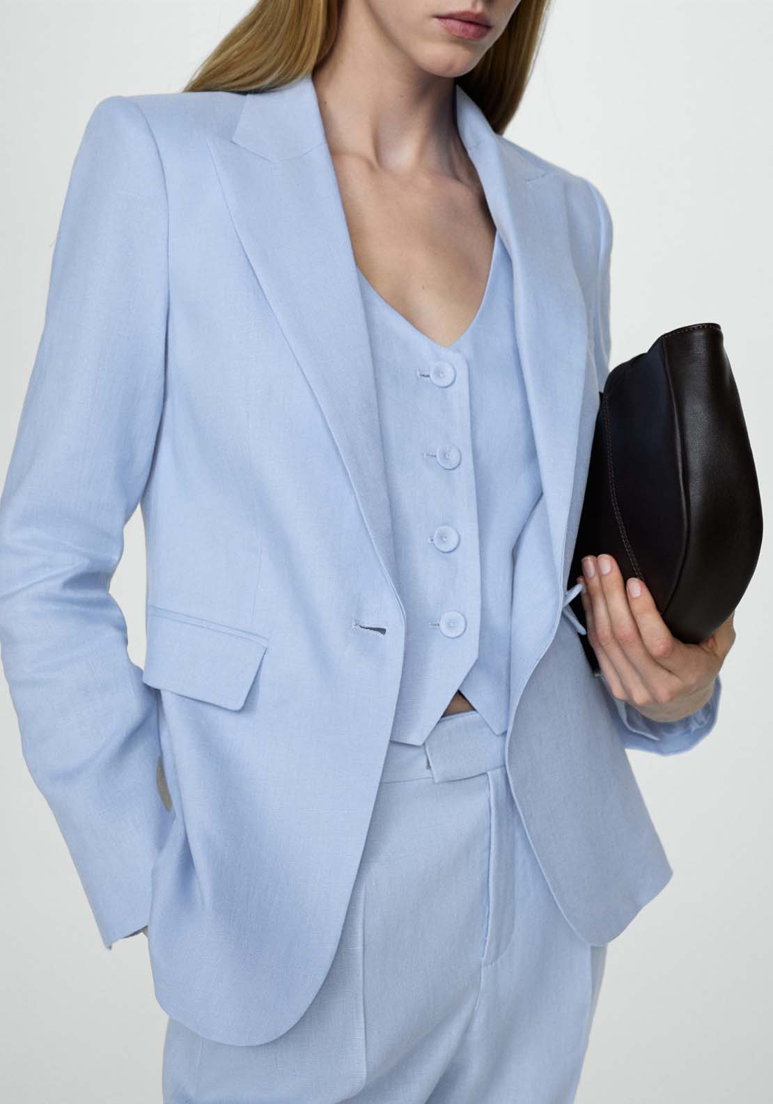 Mango Blazer suit 100% linen - Blue 2 Shaws Department Stores