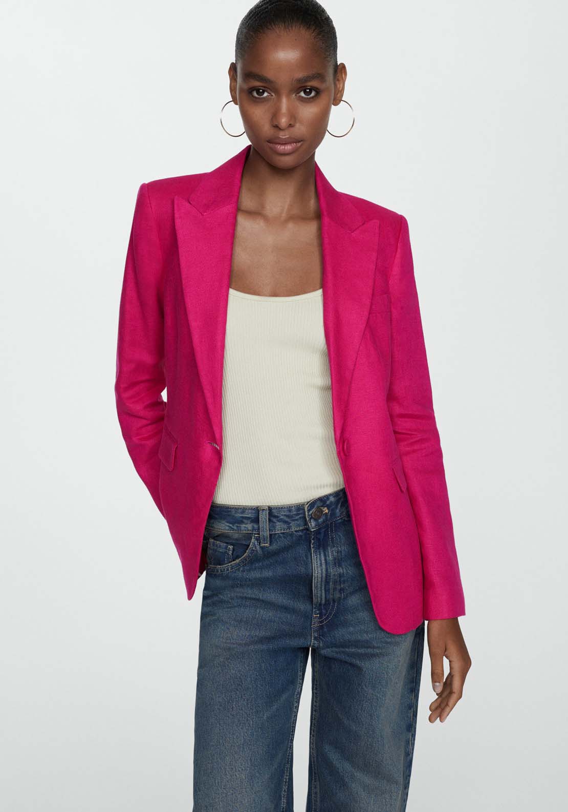 Mango Blazer suit 100% linen - Pink 1 Shaws Department Stores