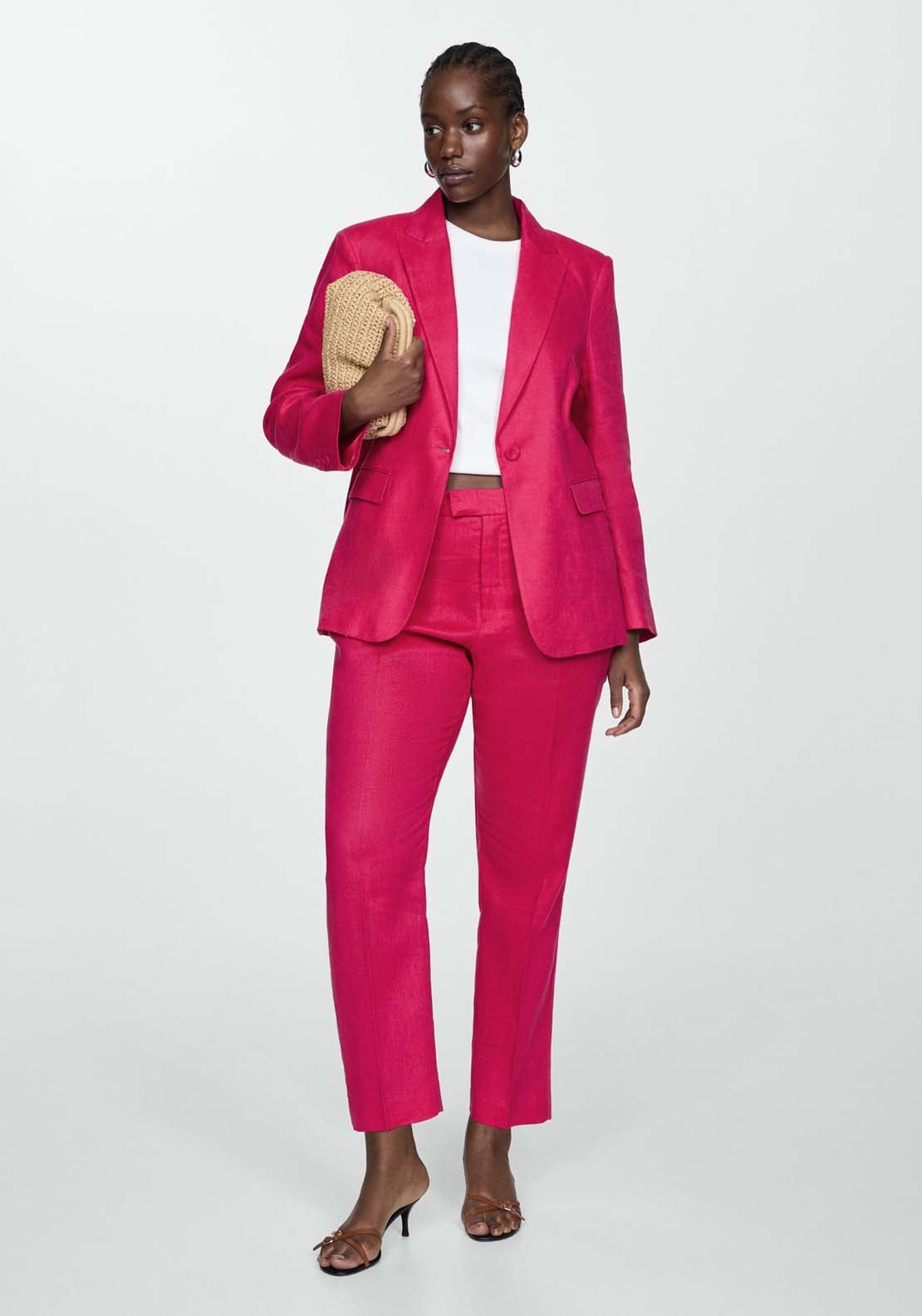 Mango Blazer suit 100% linen - Pink 7 Shaws Department Stores