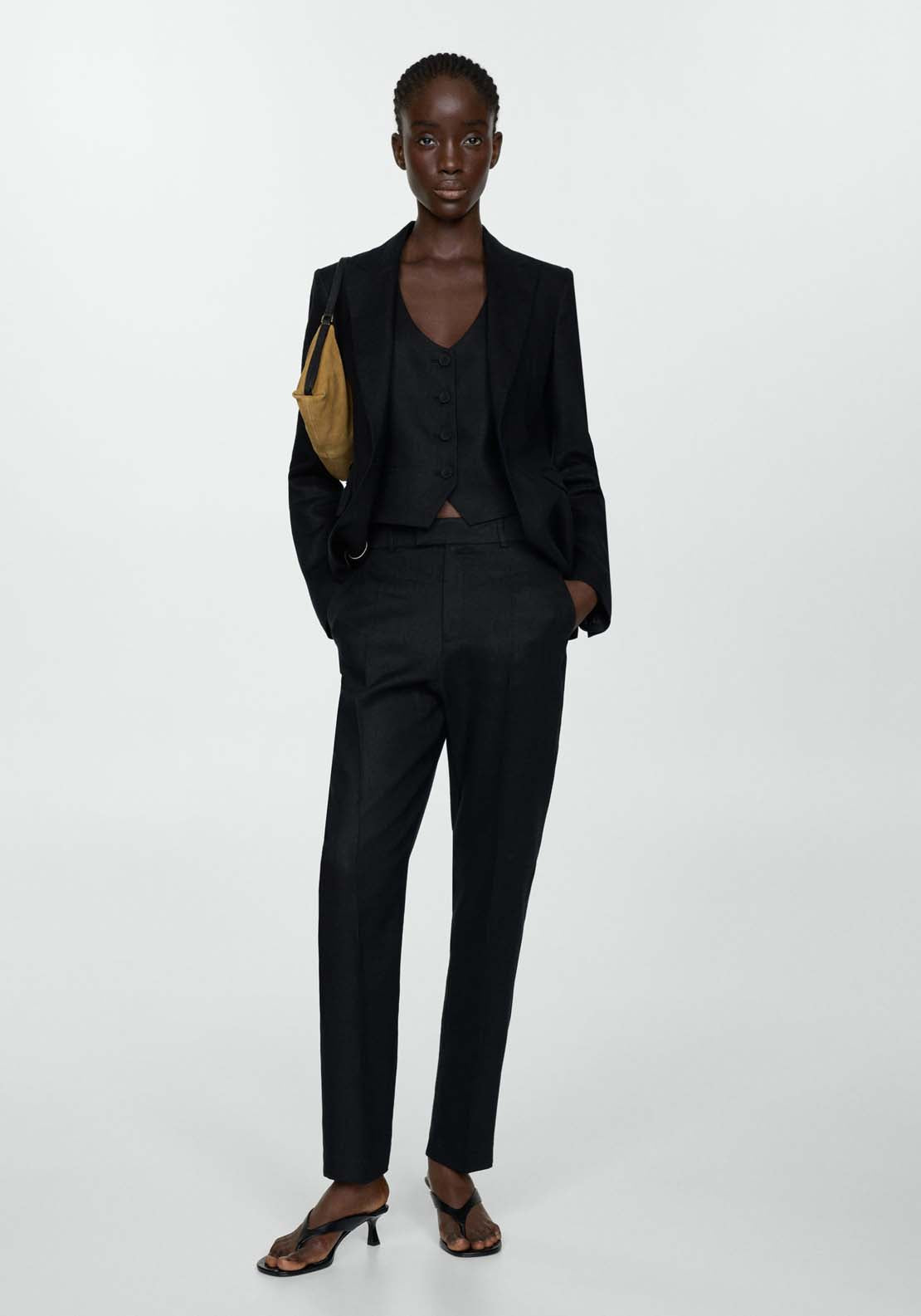 Mango Blazer suit 100% linen - Black 4 Shaws Department Stores