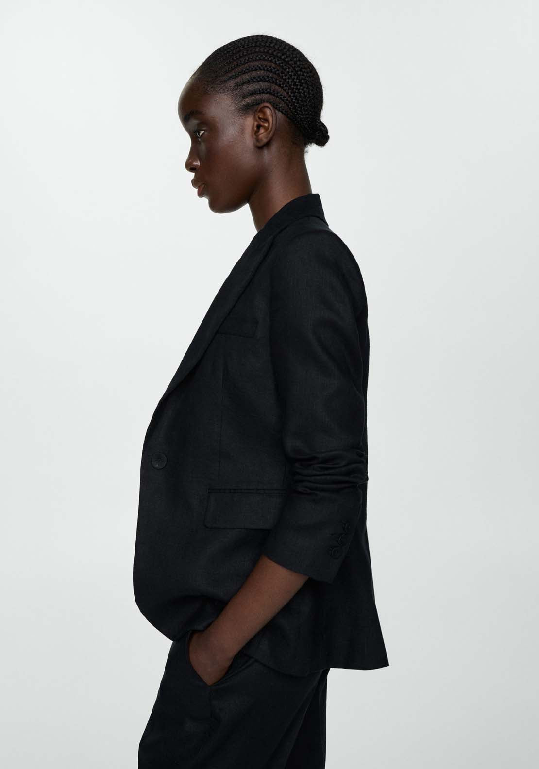 Mango Blazer suit 100% linen - Black 2 Shaws Department Stores