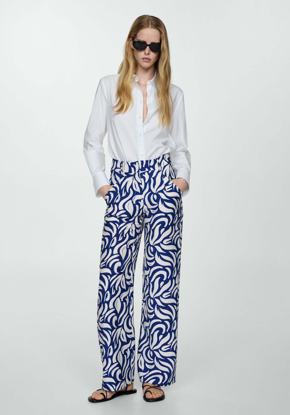 Mango Wideleg trousers printed with darts 2 Shaws Department Stores