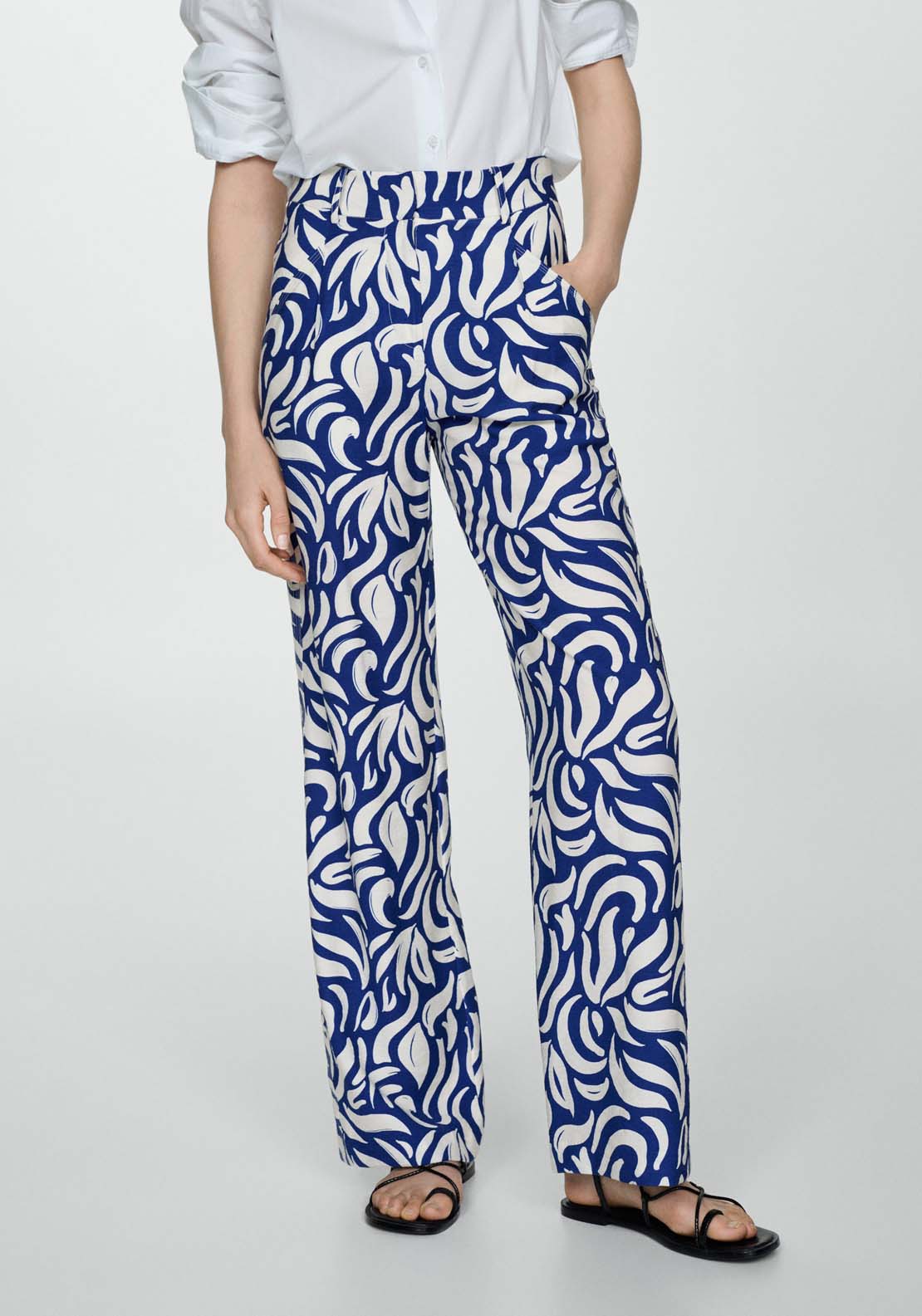 Mango Wideleg trousers printed with darts 1 Shaws Department Stores