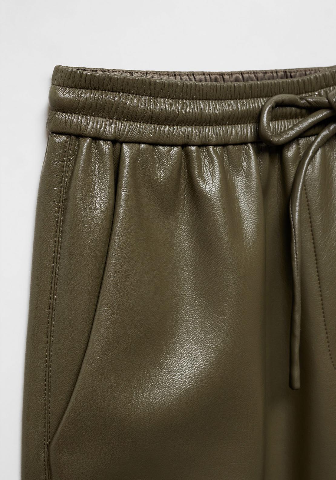 Mango Leather-effect elastic waist trousers 6 Shaws Department Stores