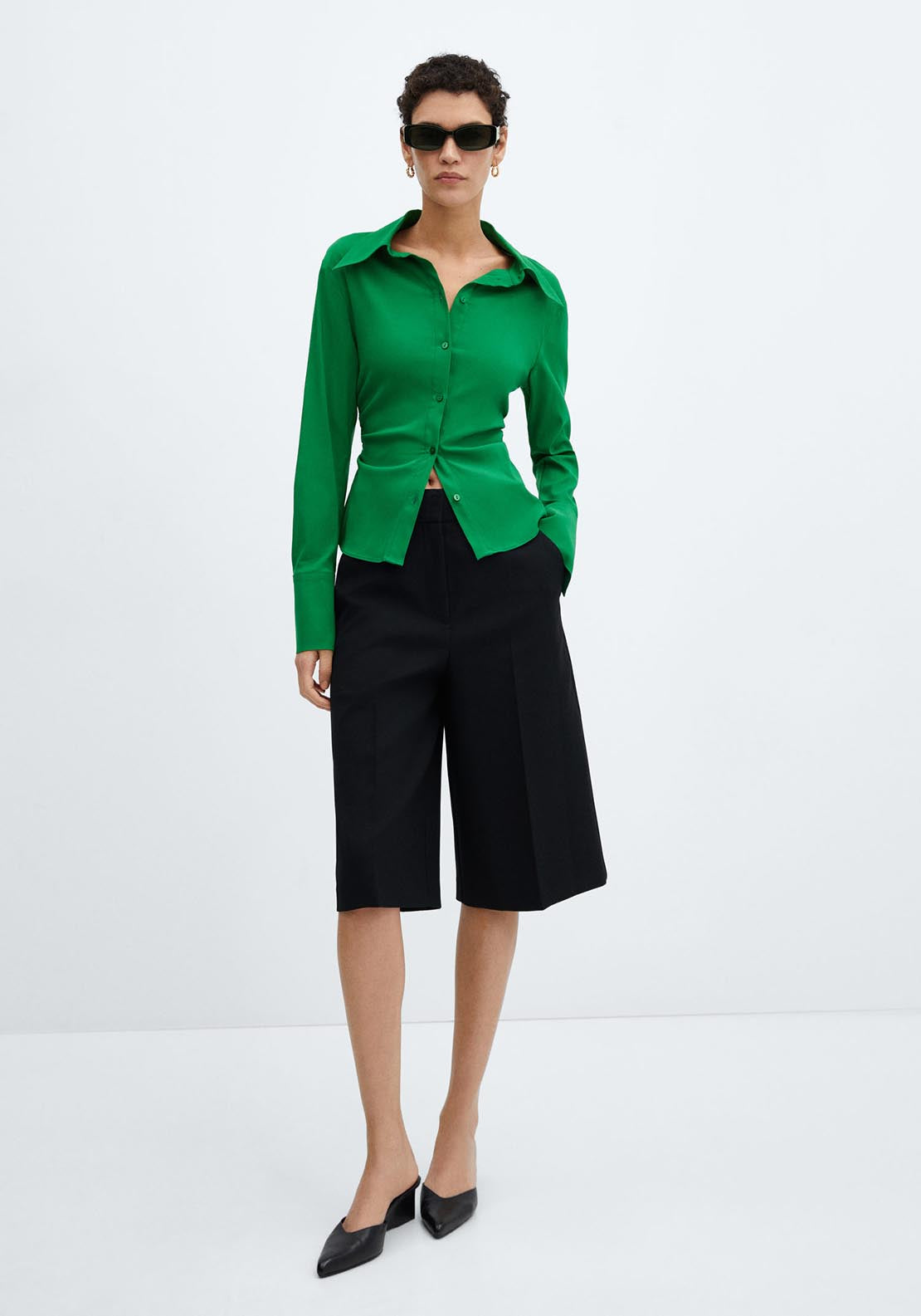 Mango Slim-fit velvet jacket - Green 4 Shaws Department Stores