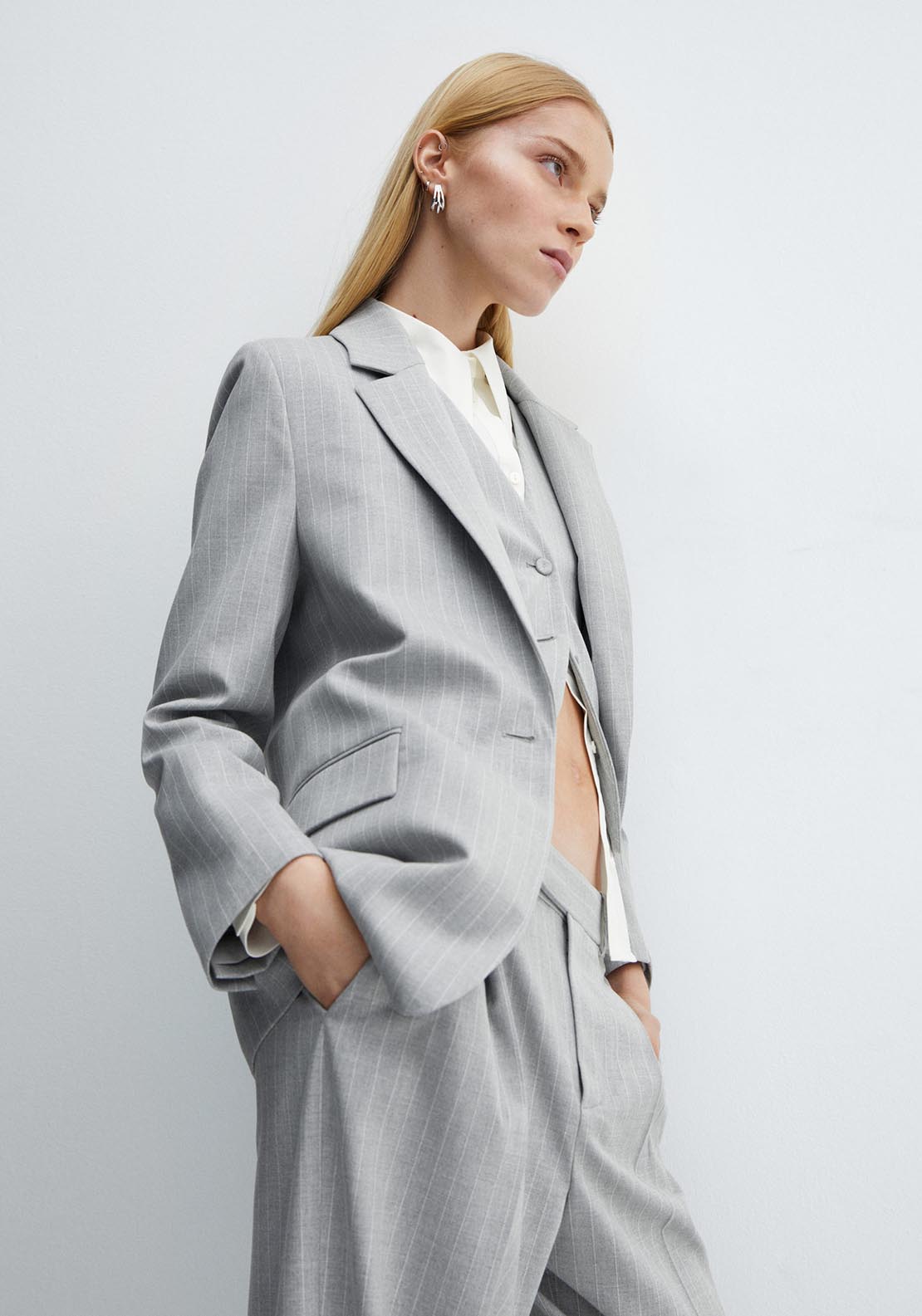 Mango Pinstripe suit blazer 4 Shaws Department Stores