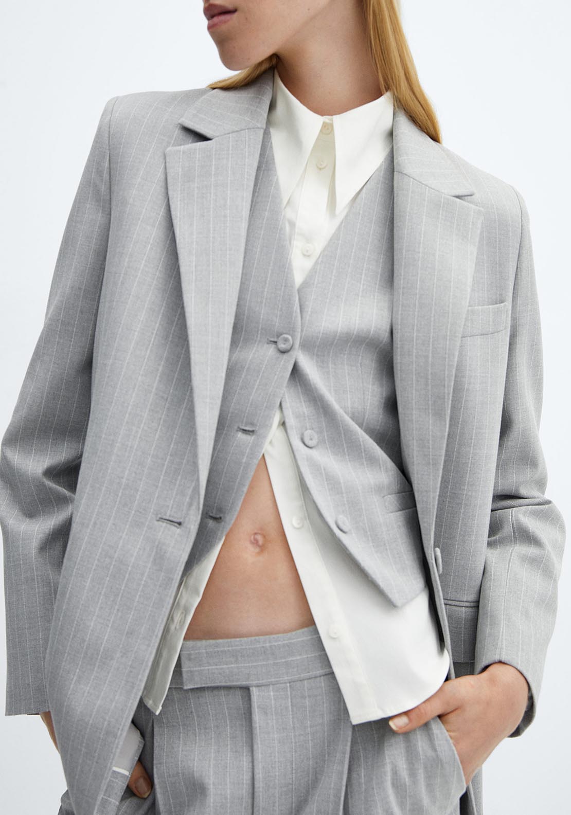 Mango Pinstripe suit blazer 2 Shaws Department Stores