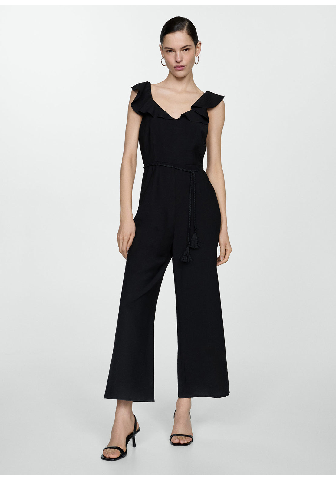 Mango Long jumpsuit with tassel belt 1 Shaws Department Stores