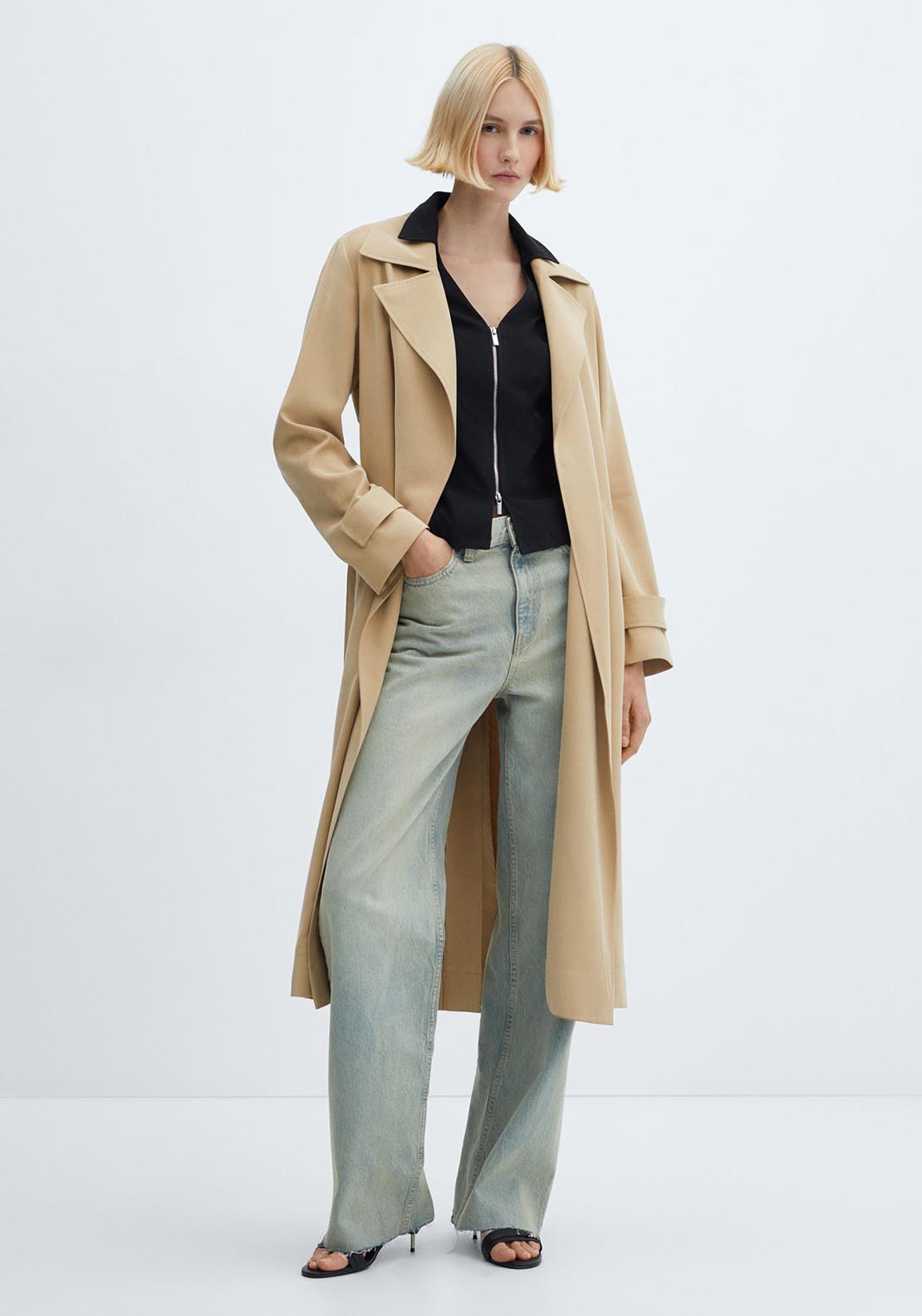 Mango Flowy lapel trench 1 Shaws Department Stores