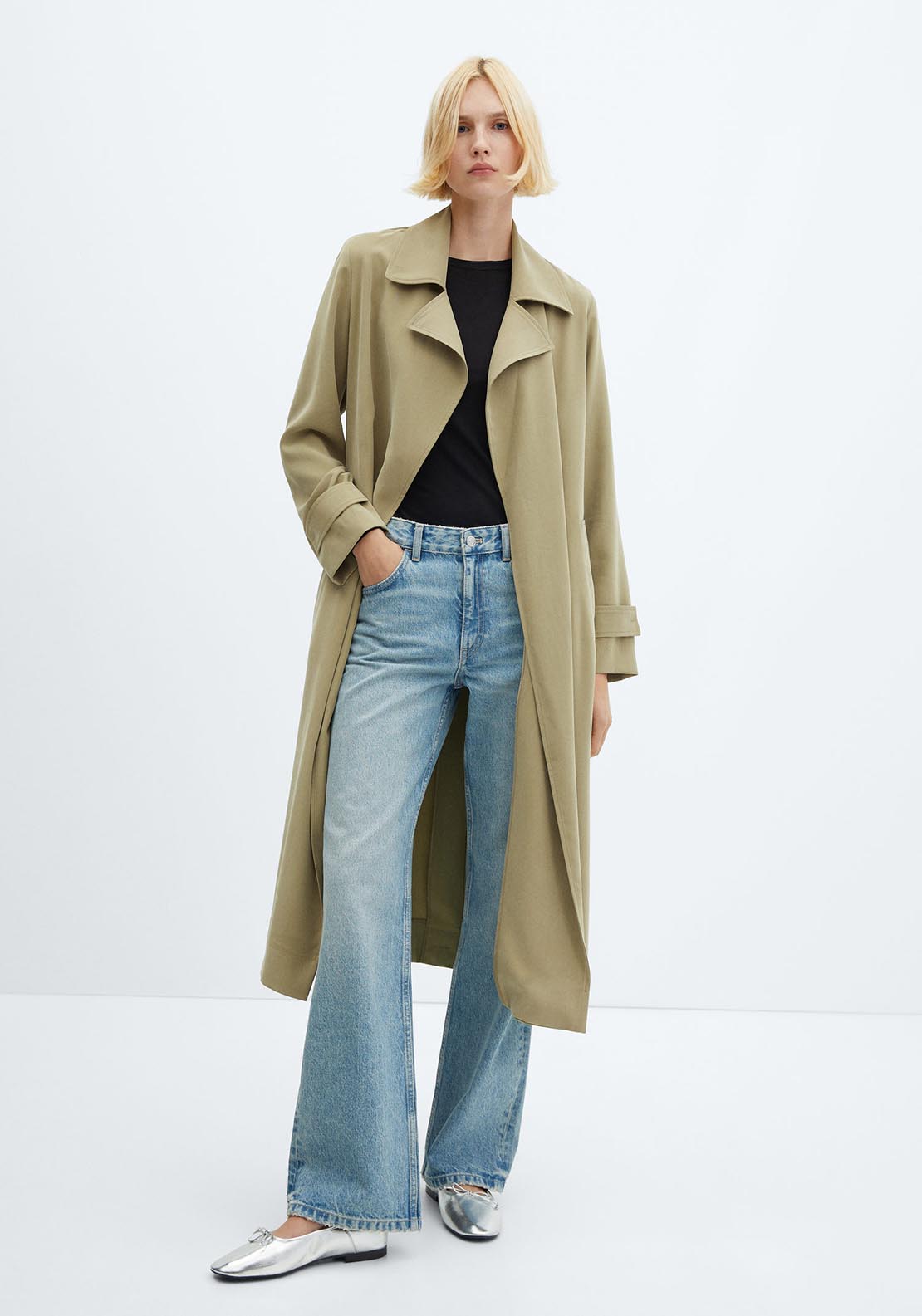 Mango Flowy lapel trench 1 Shaws Department Stores